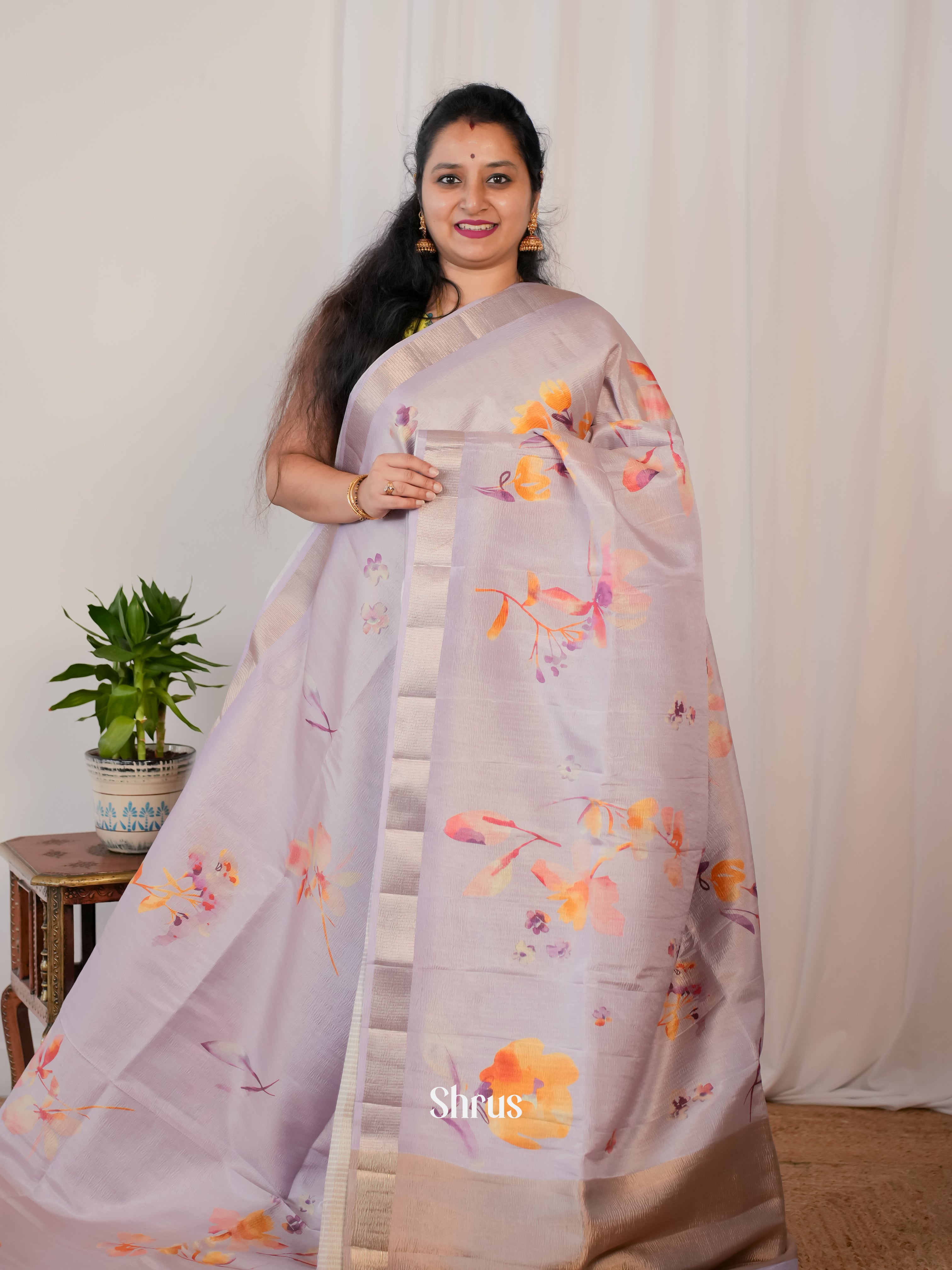 Mild Lavender - Bamboo silk Saree - Shop on Shrus.com