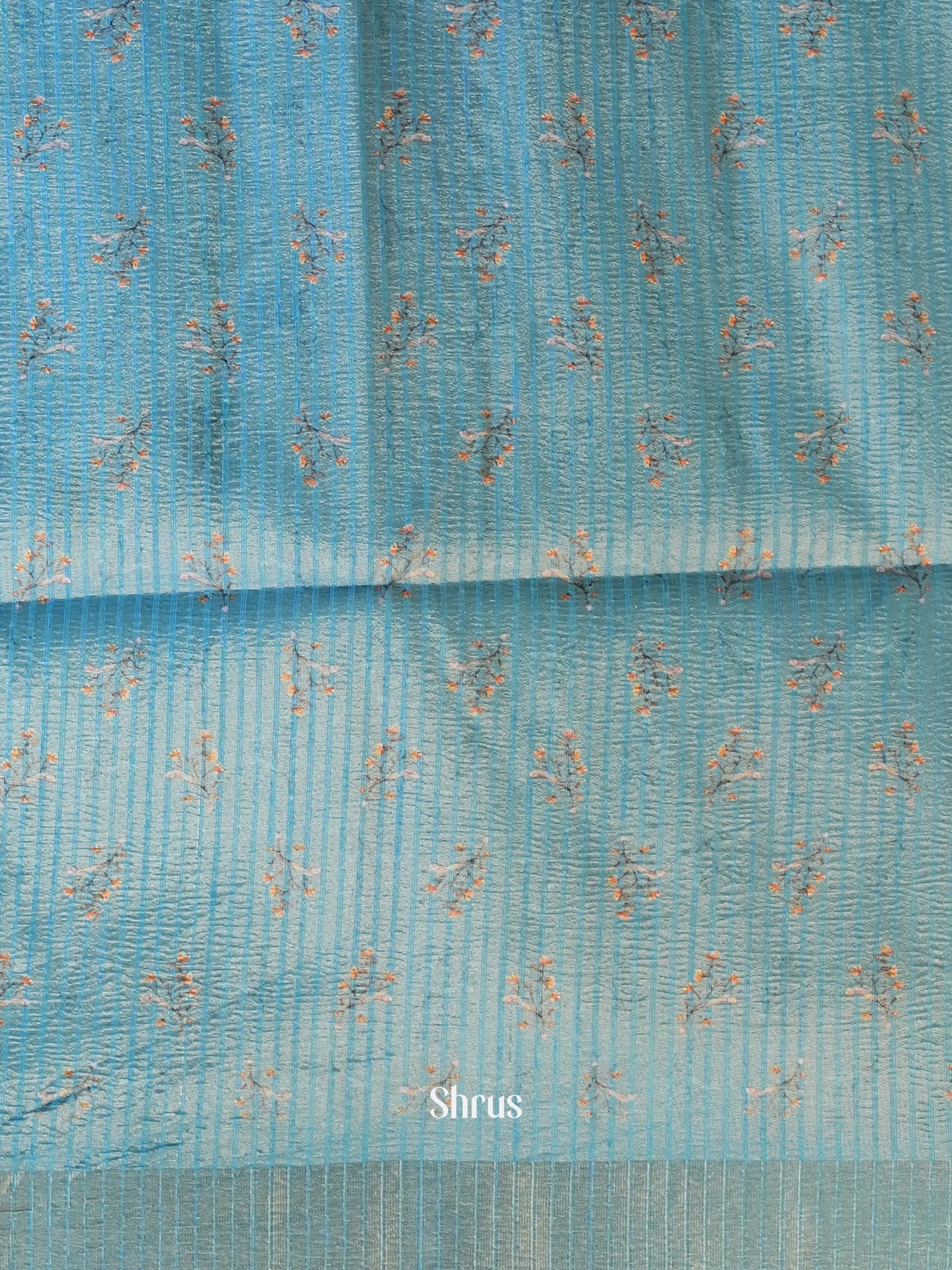 Blue - Bamboo Silk Saree - Shop on Shrus.com