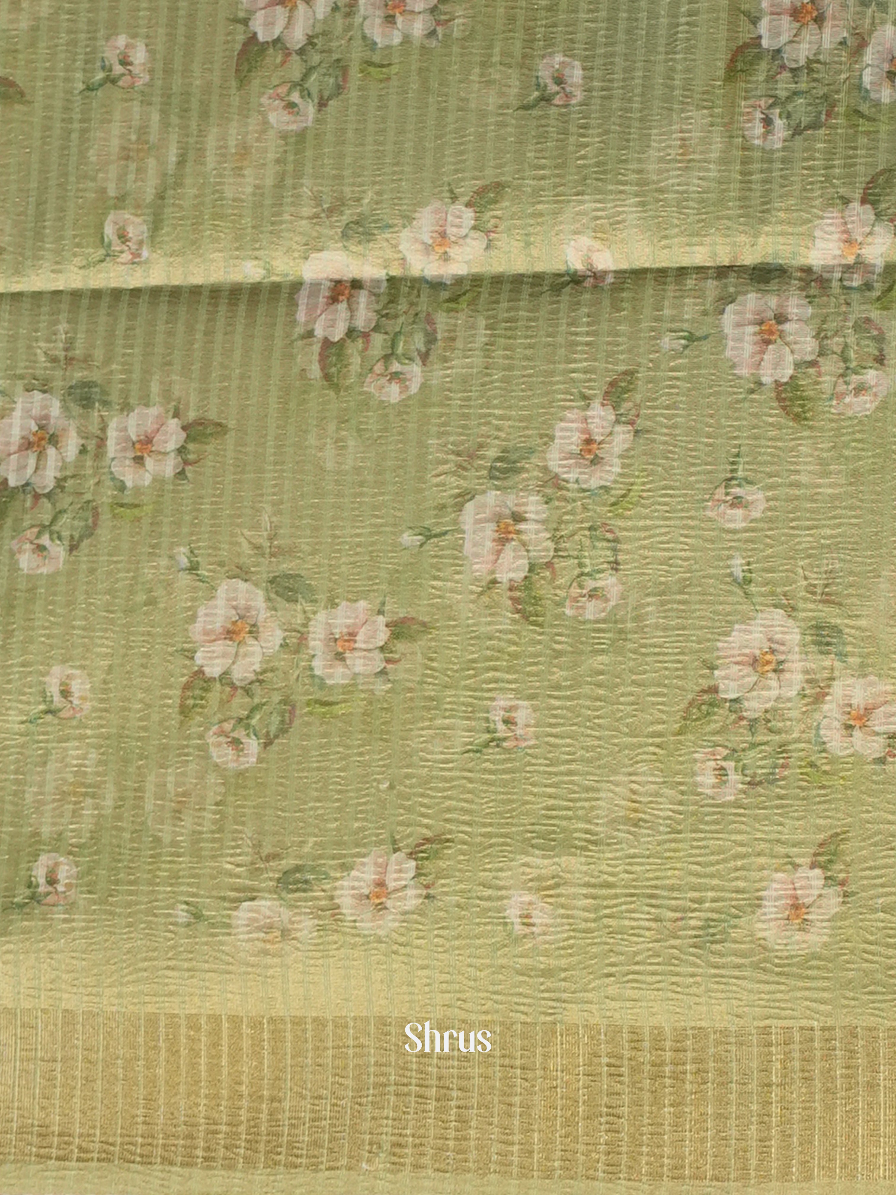 Green - Bamboo silk Saree - Shop on Shrus.com