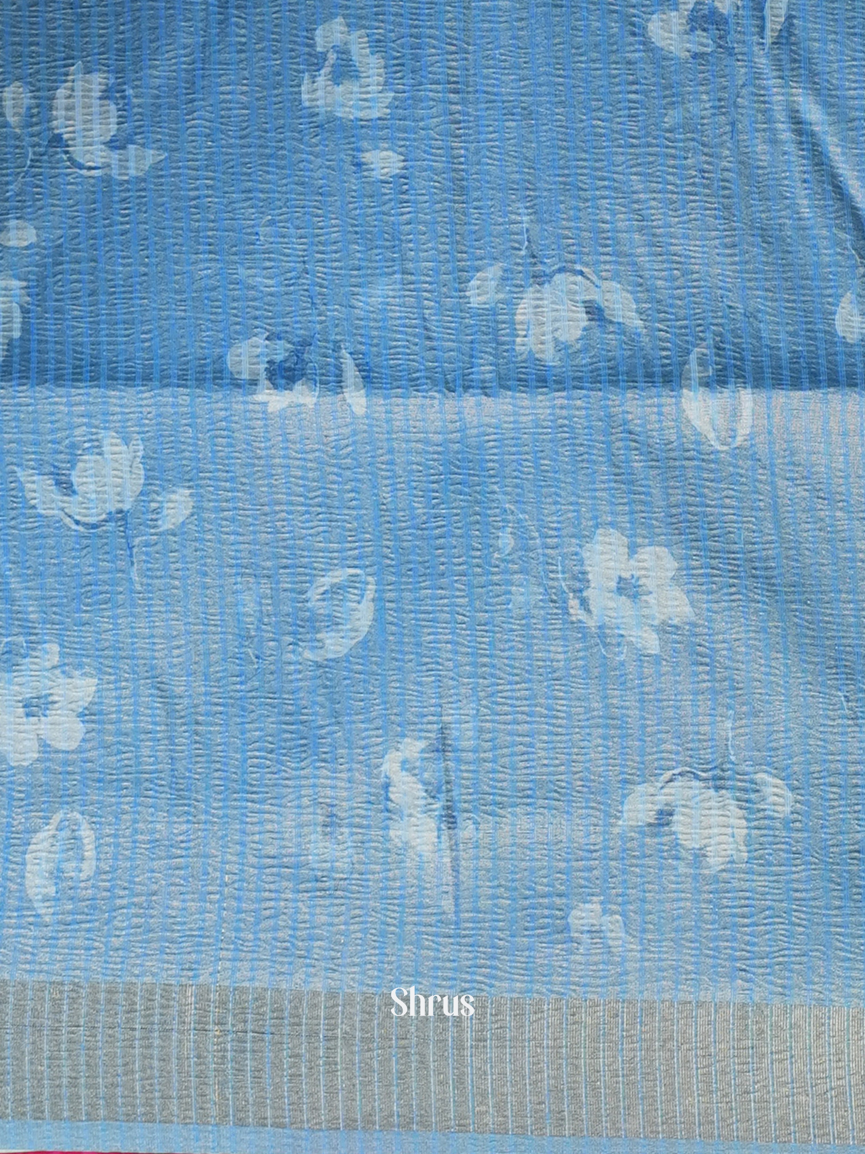 Blue- Bamboo silk Saree - Shop on Shrus.com