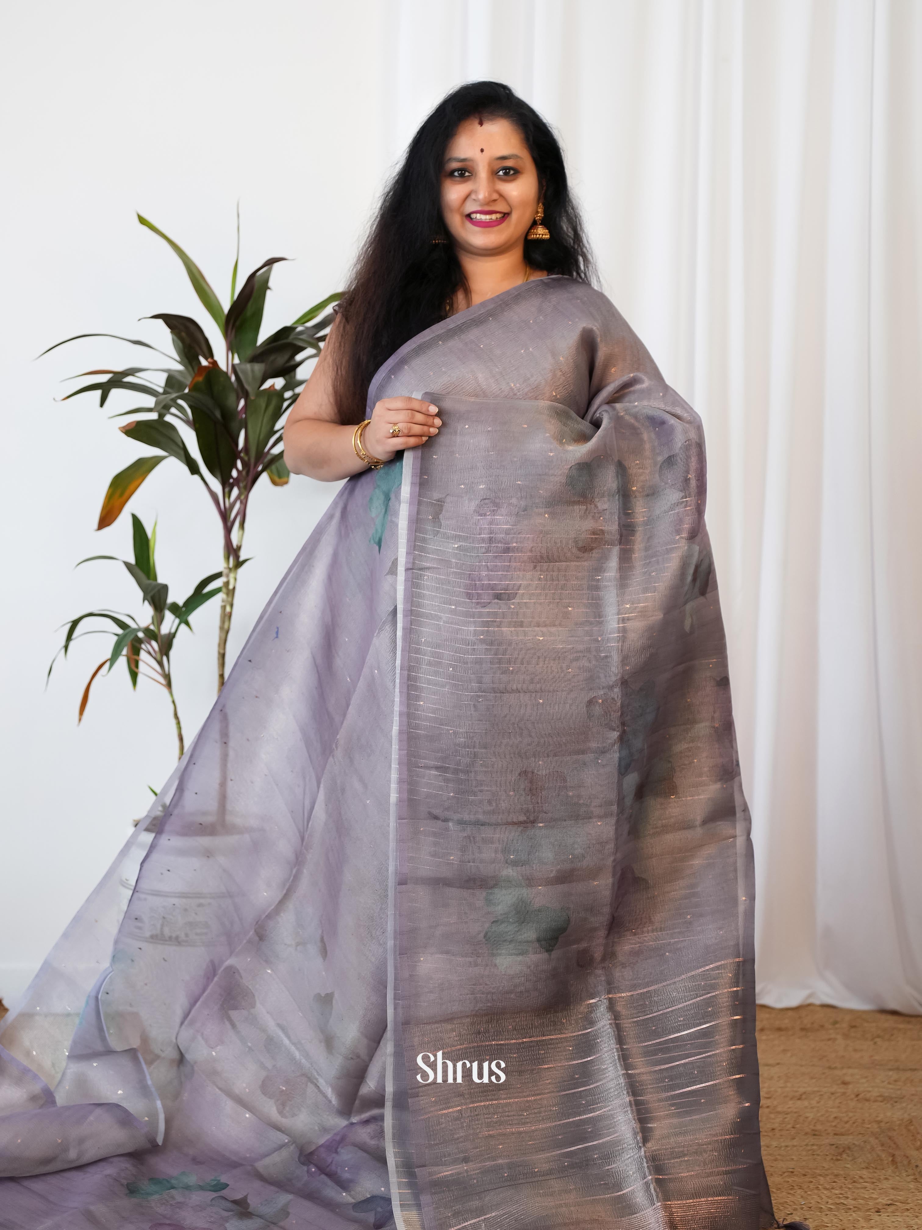 Purple - Bamboo Silk Saree - Shop on Shrus.com