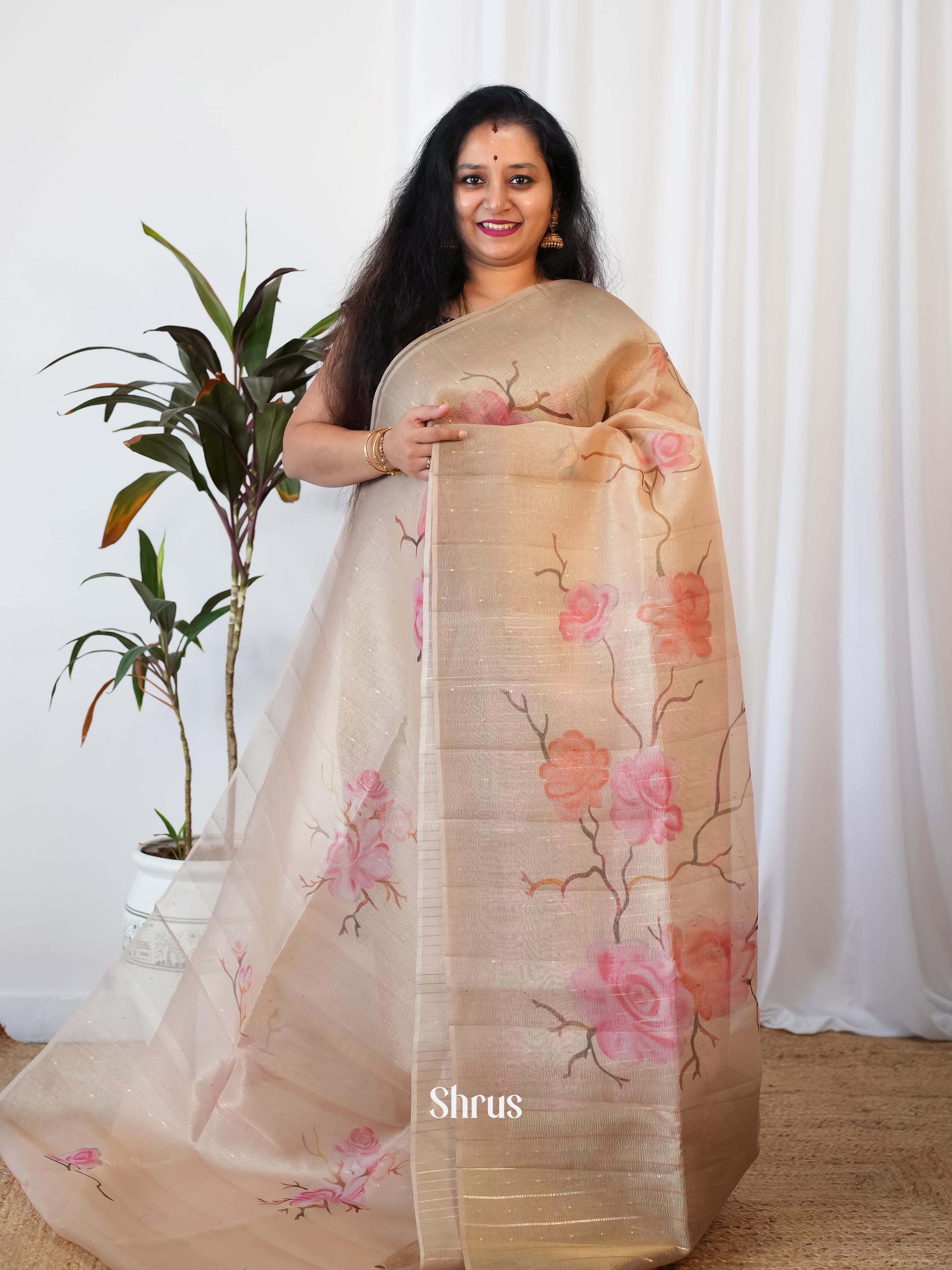 Grey - Bamboo Silk Saree - Shop on Shrus.com