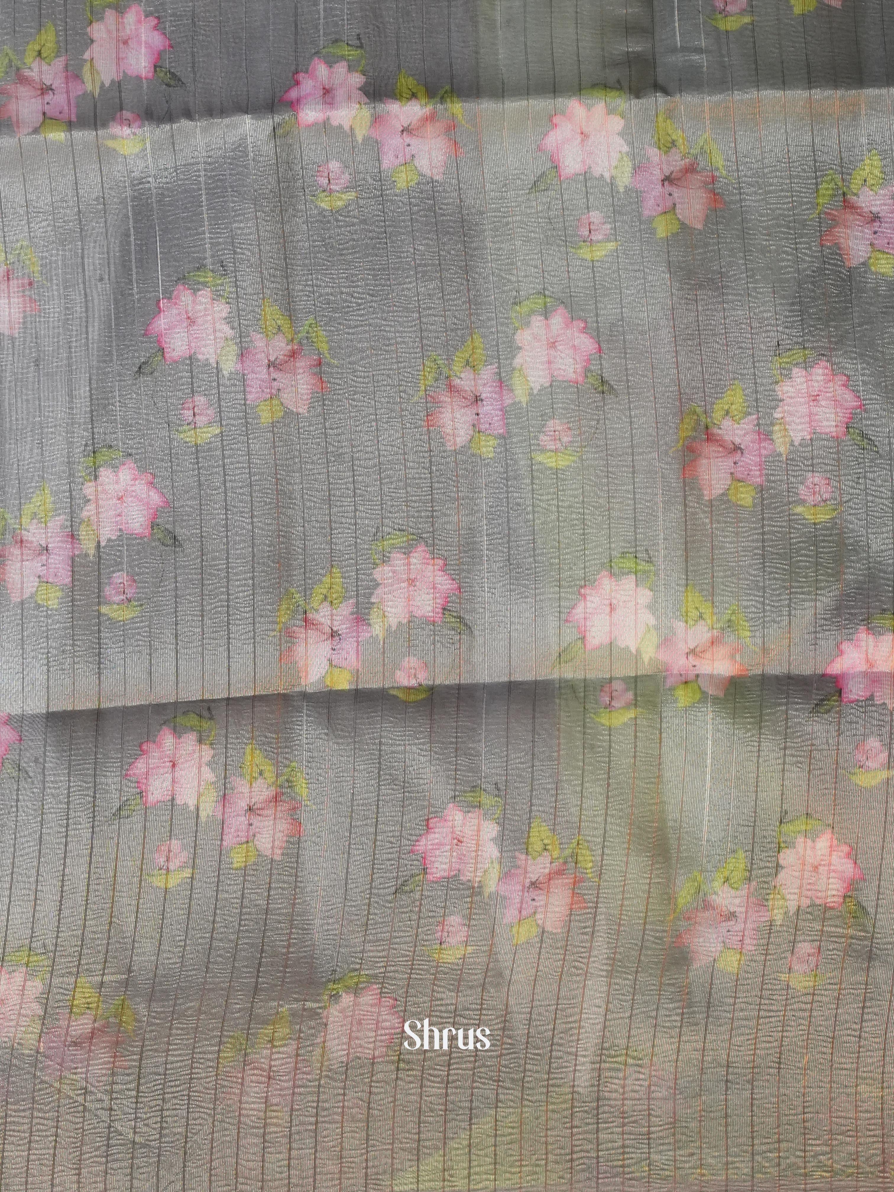 Grey - Bamboo Silk Saree - Shop on Shrus.com