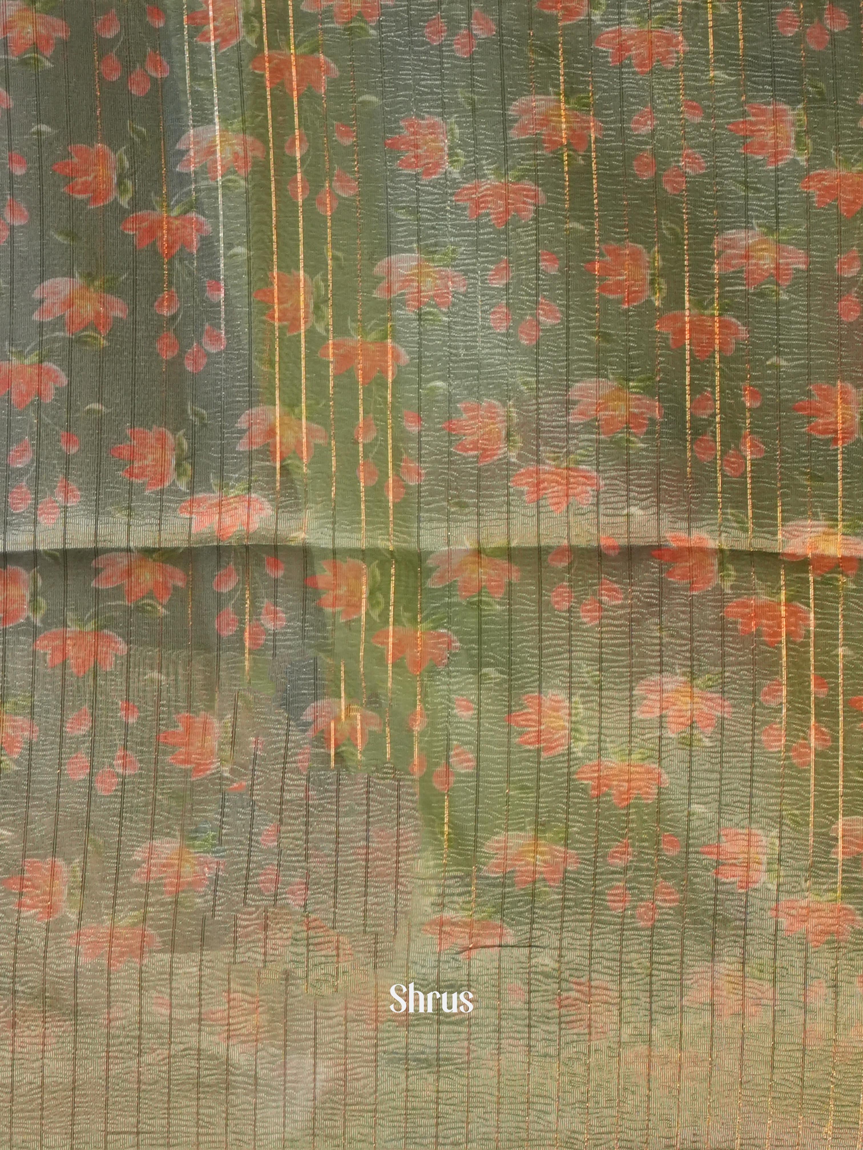 Grey & Green - Bamboo Silk Saree - Shop on Shrus.com