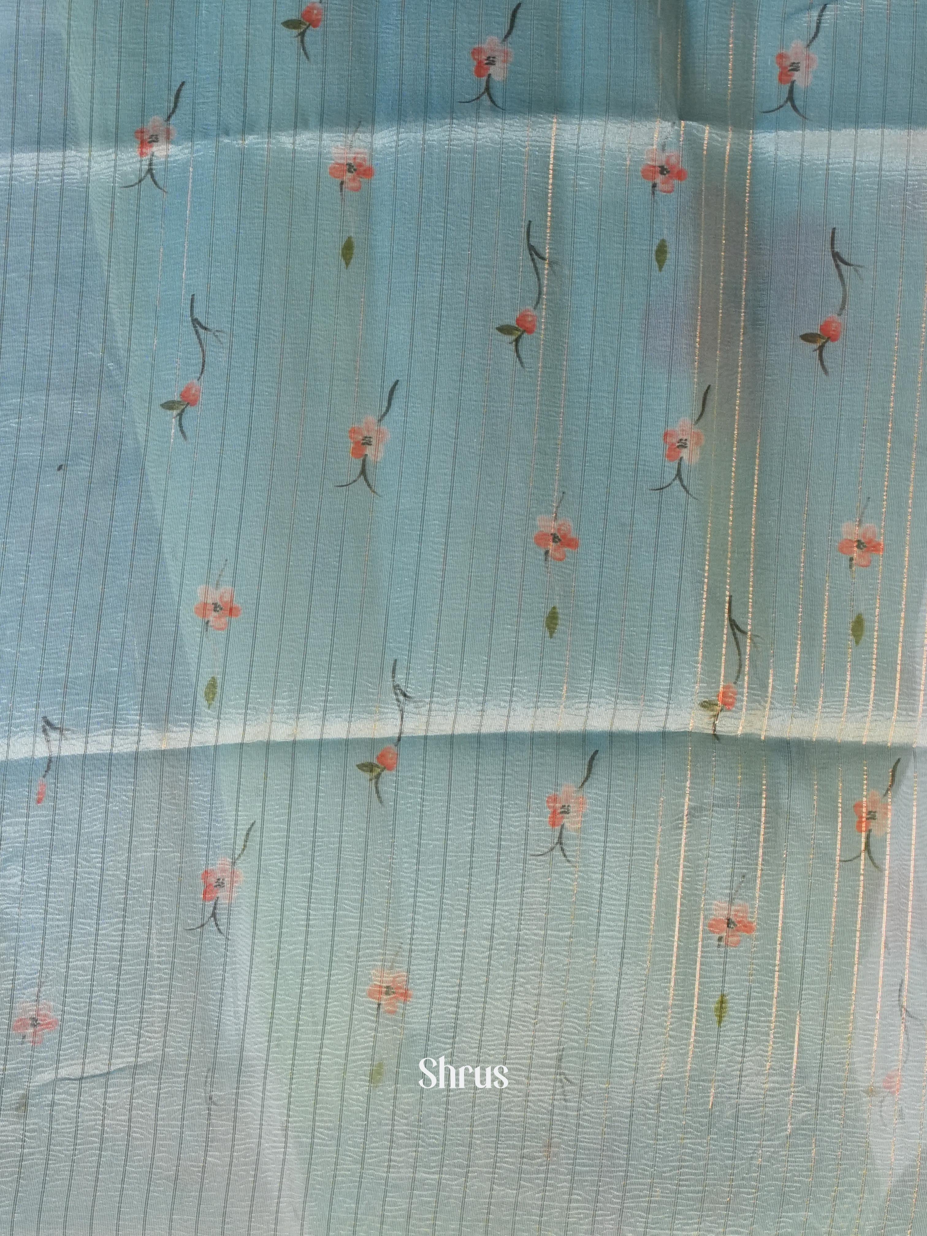 Blue - Bamboo Silk Saree - Shop on Shrus.com