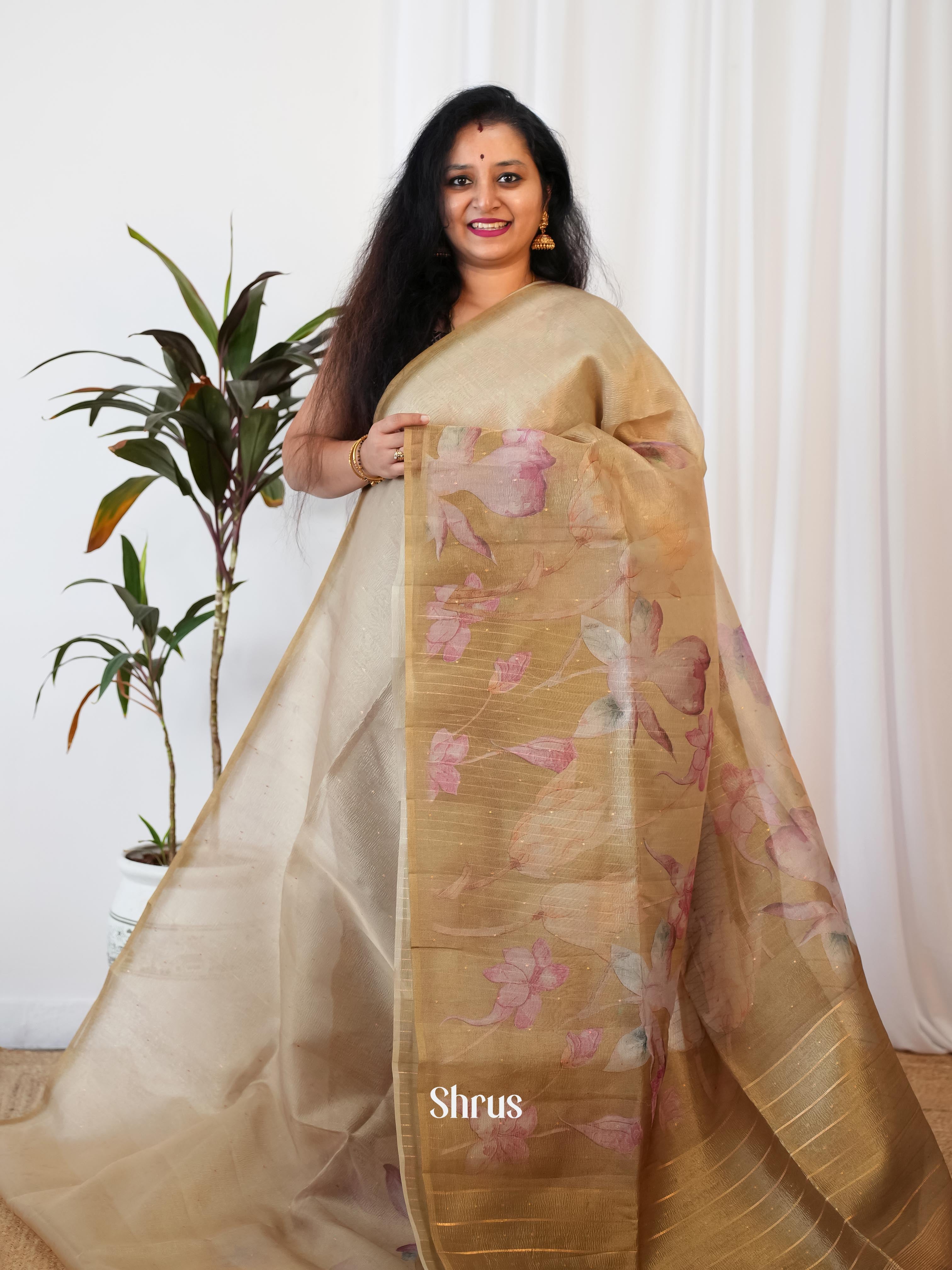 Gold- Bamboo Silk Saree - Shop on Shrus.com