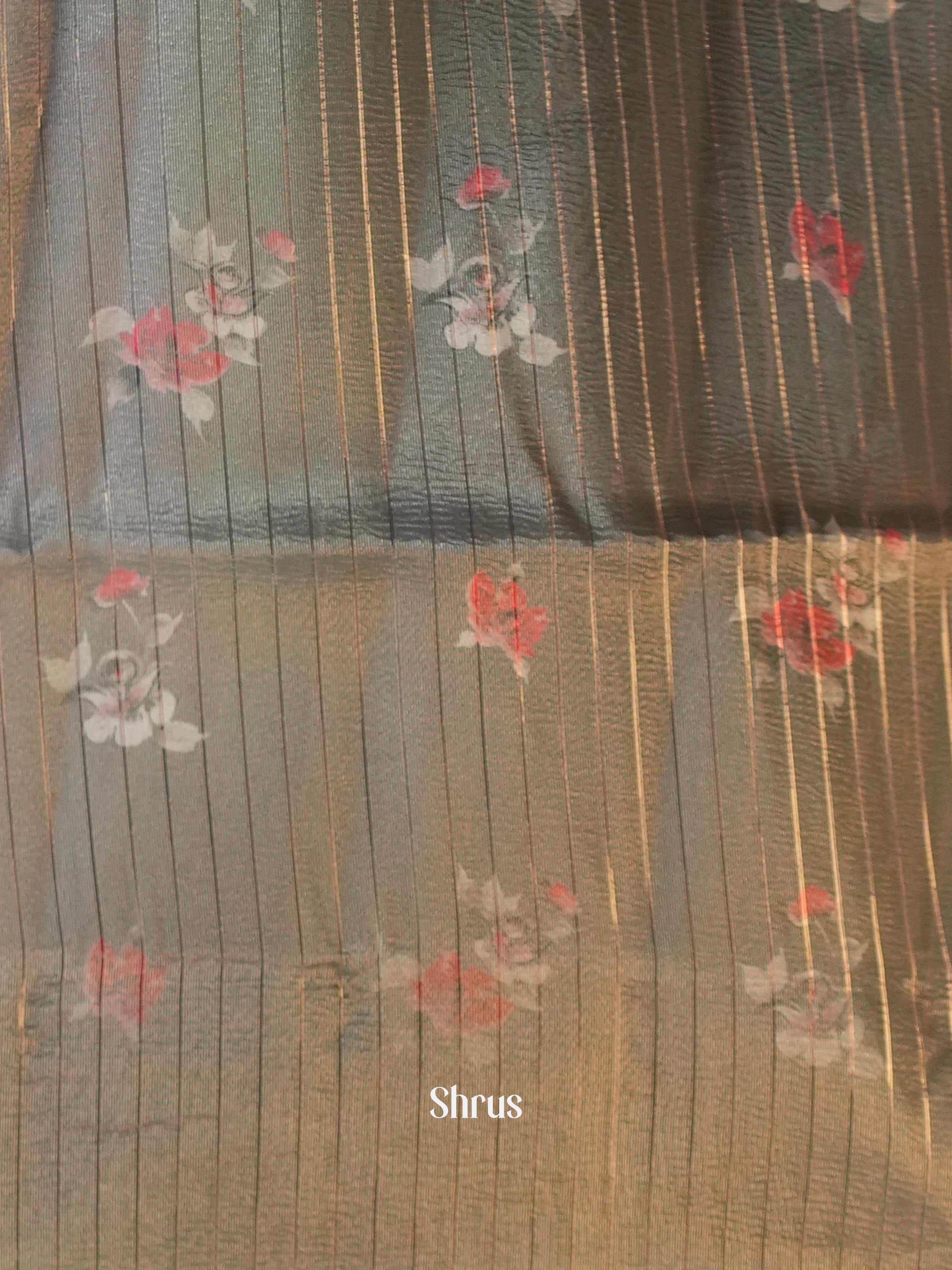 Grey - Bamboo Silk Saree - Shop on Shrus.com