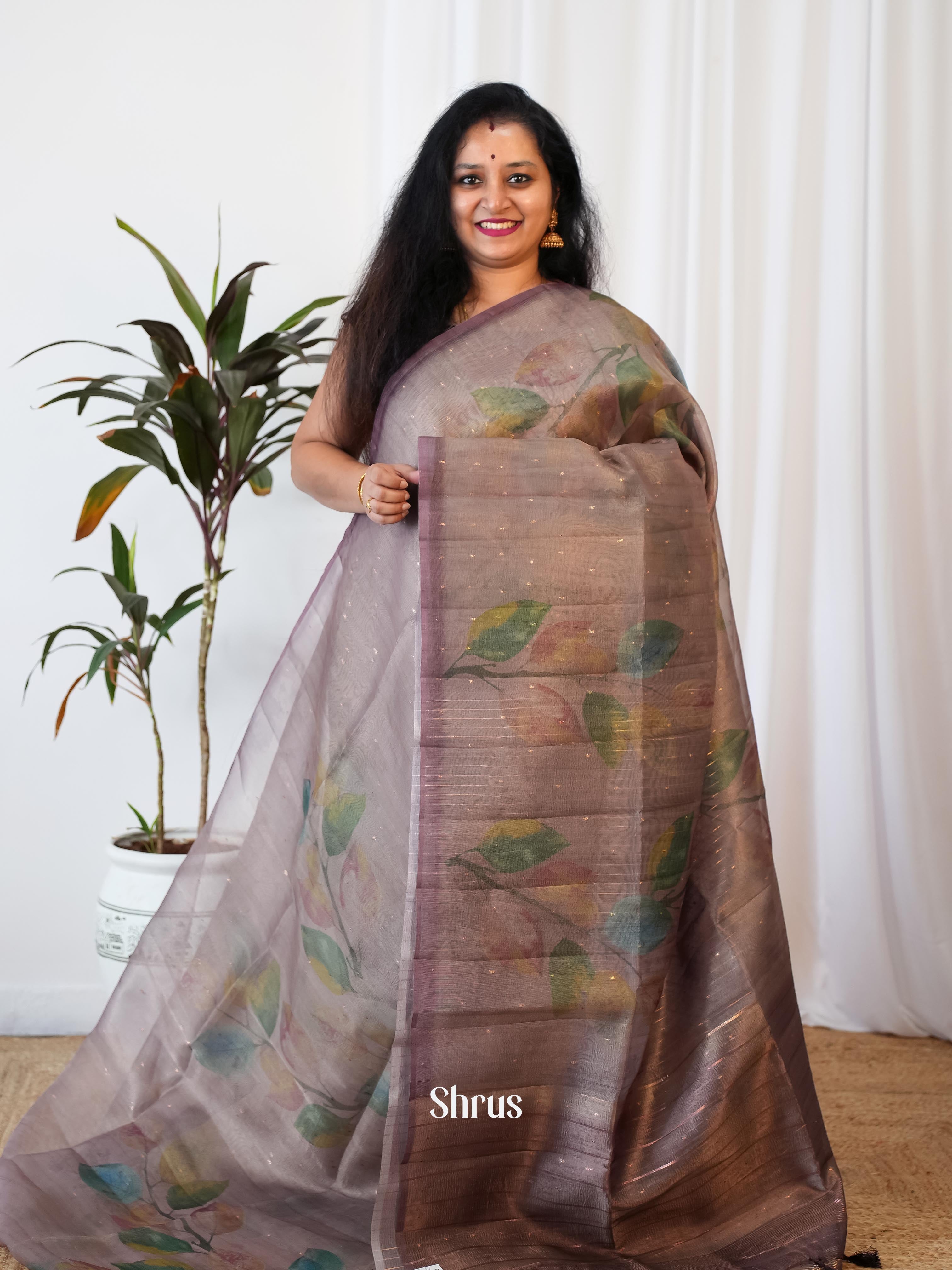 Purple - Bamboo Silk Saree - Shop on Shrus.com