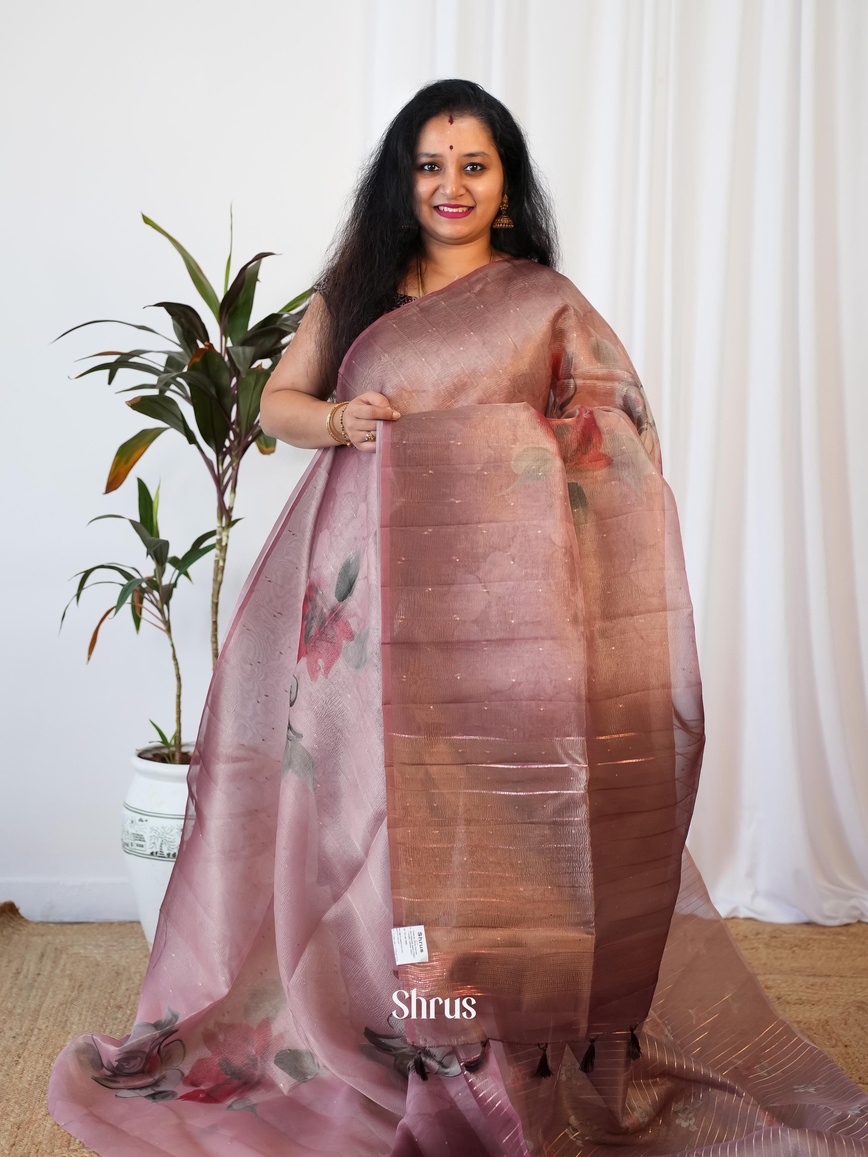Purple - Bamboo Silk Saree - Shop on Shrus.com