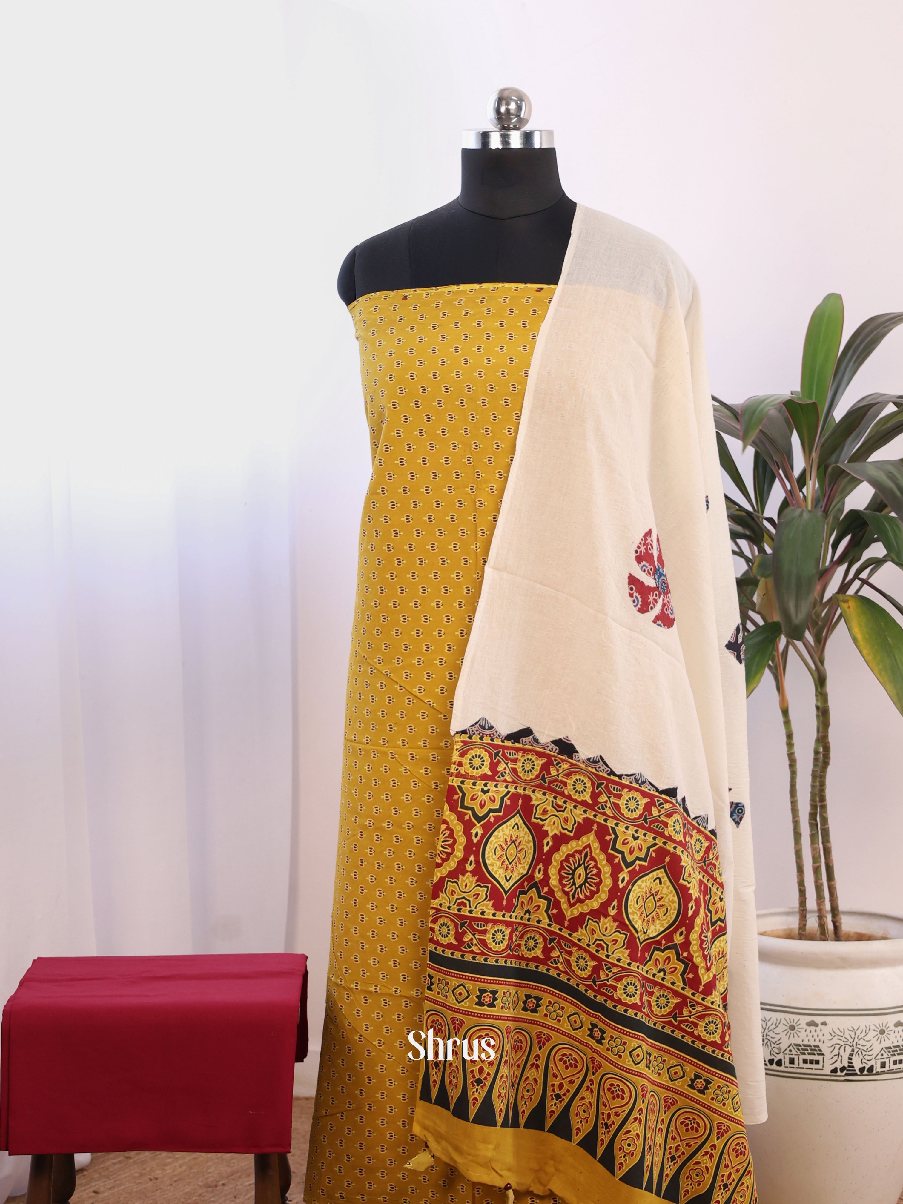 Mustard & Maroon- Ajrakh Salwar - Shop on Shrus.com