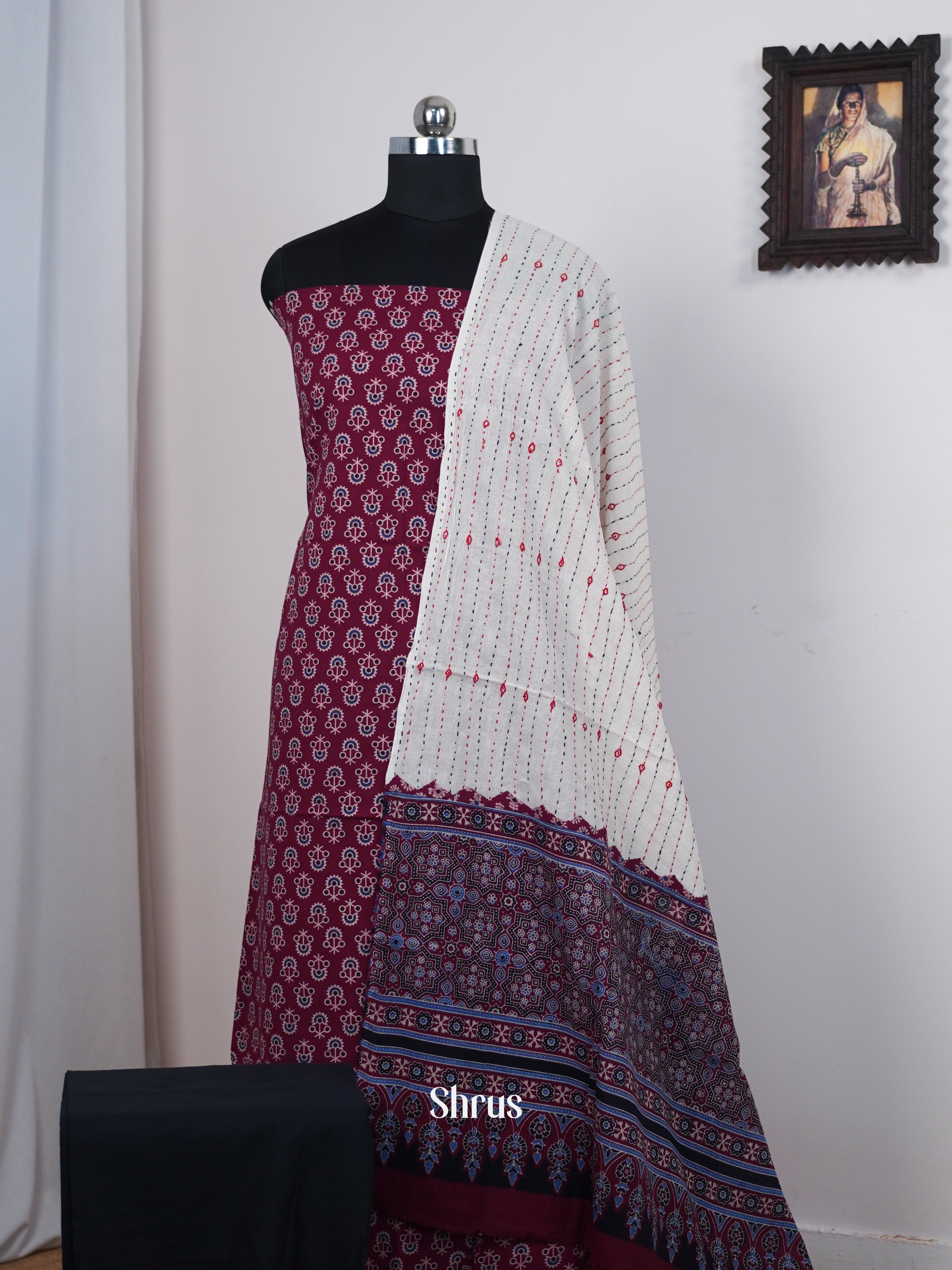 Maroon & Black - Ajrakh Salwar - Shop on Shrus.com