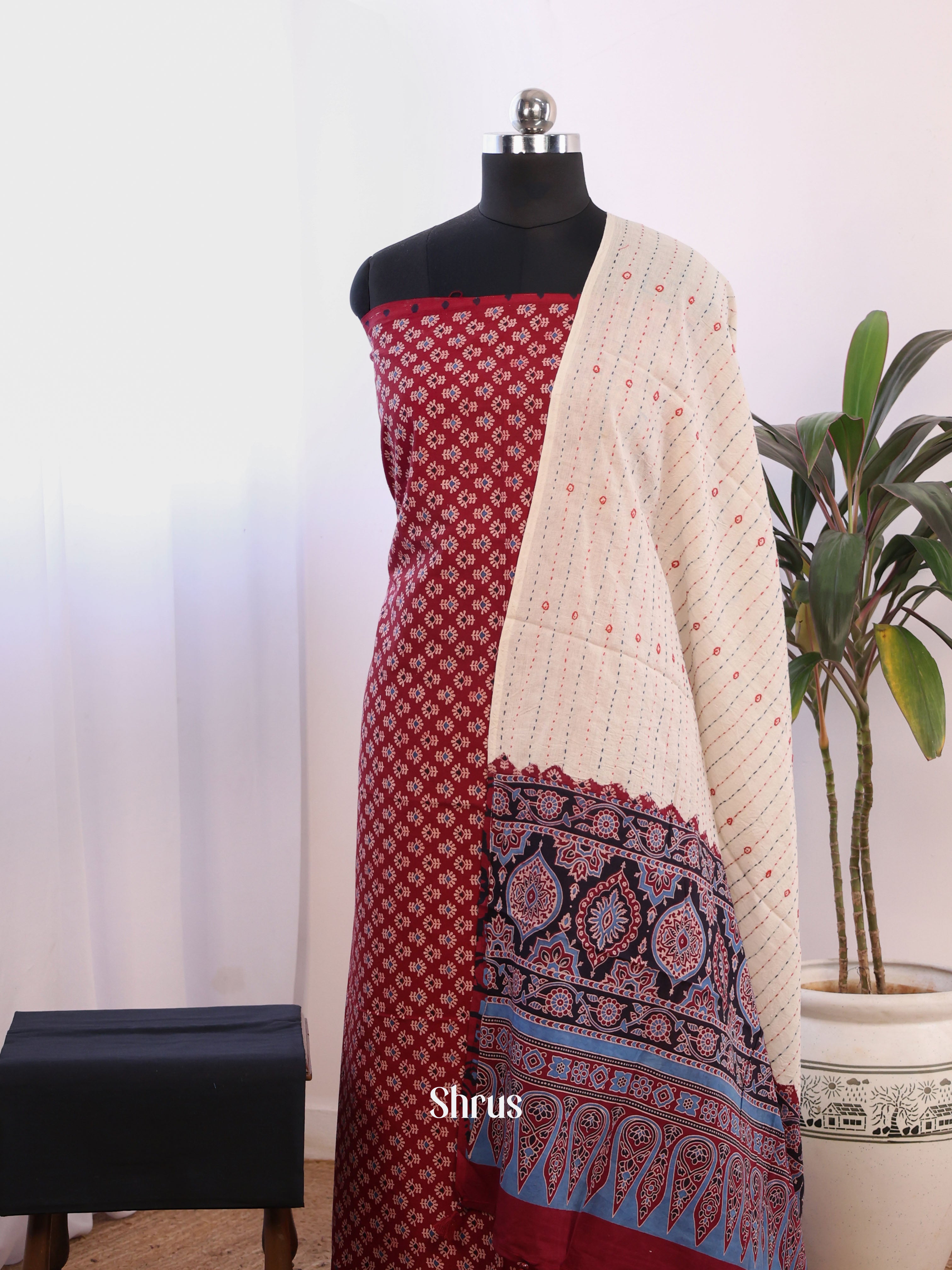 Maroon & Black - Ajrakh Salwar - Shop on Shrus.com