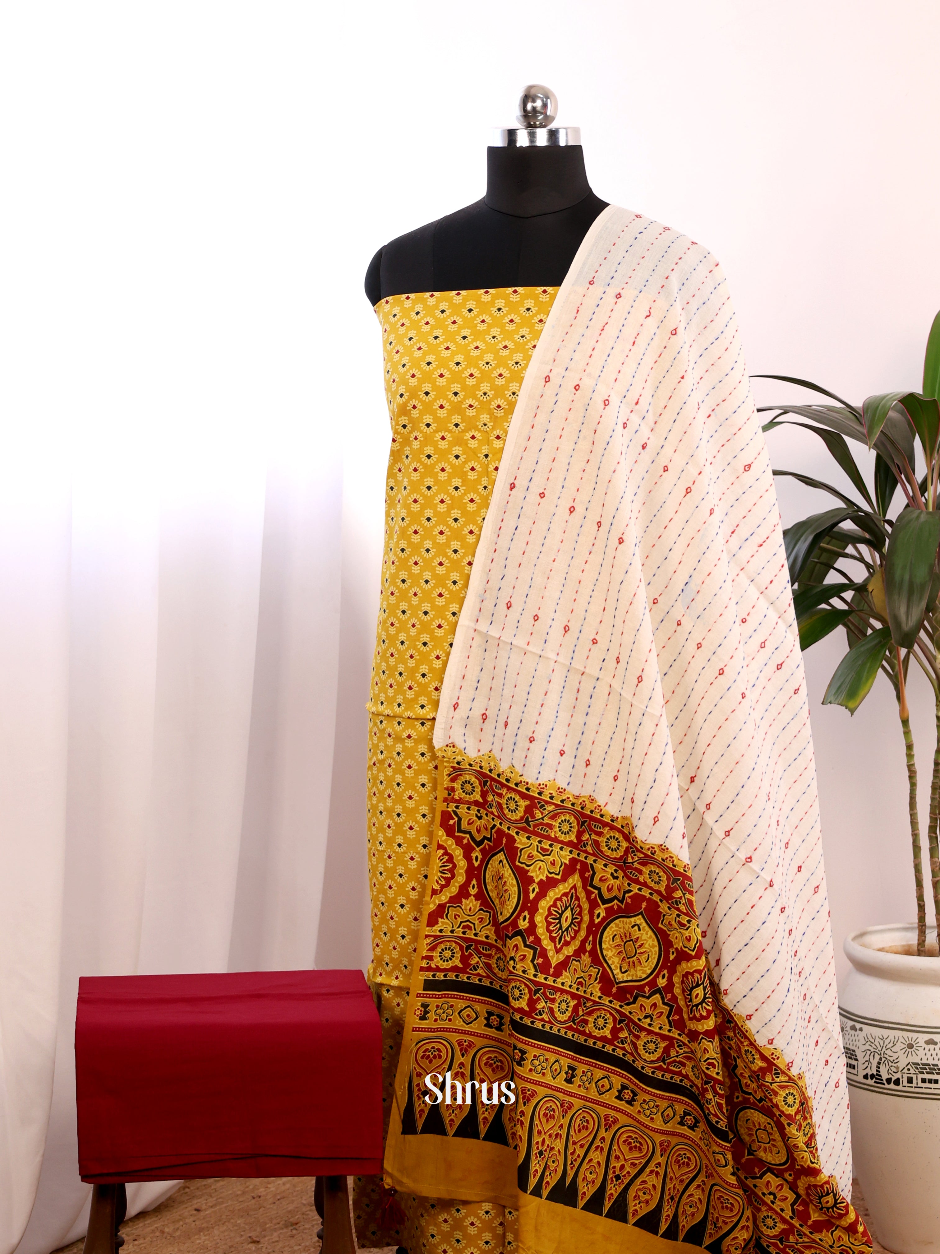 Mustard & Maroon - Ajrakh Salwar - Shop on Shrus.com