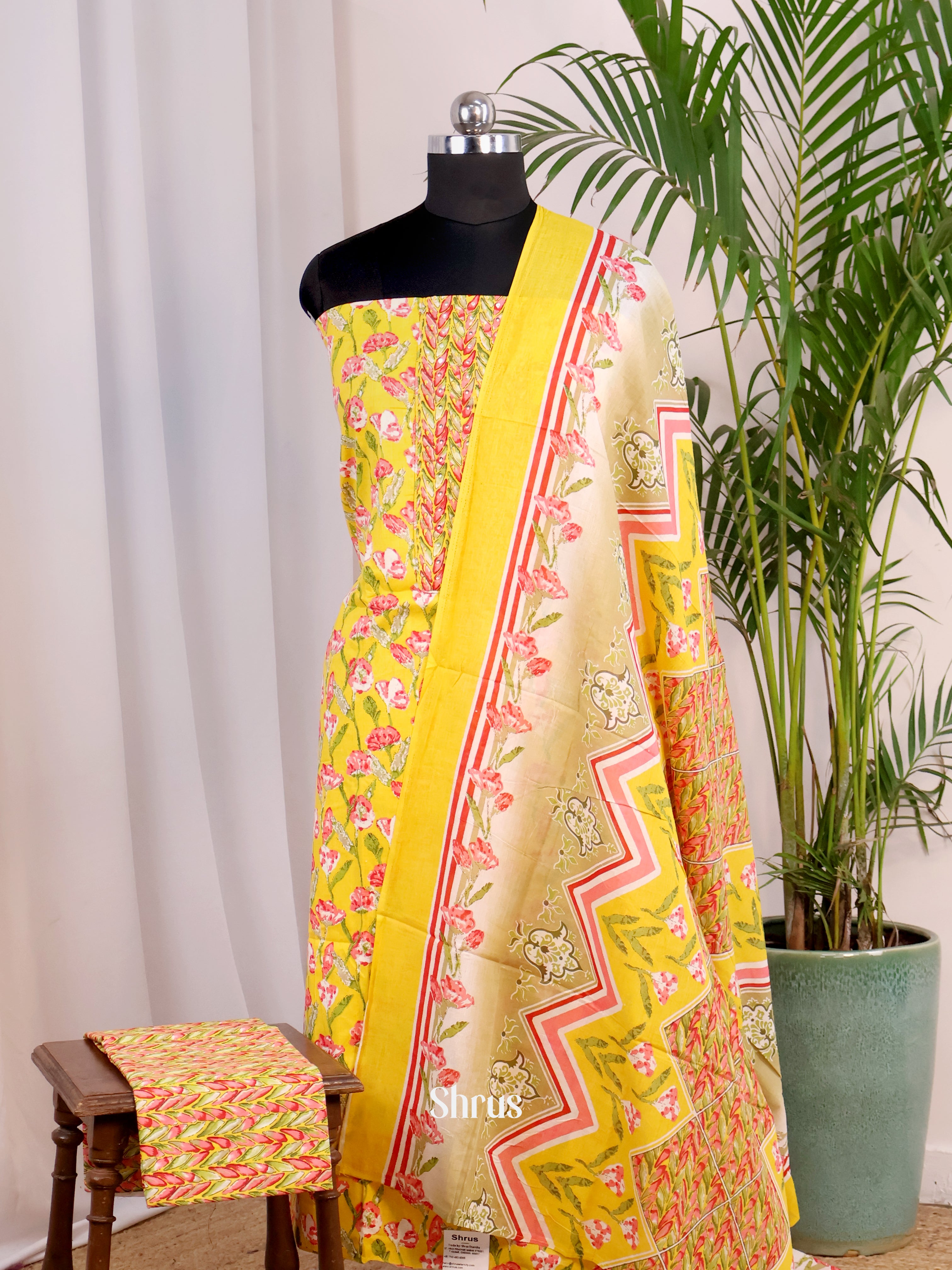 Yellow - Cotton salwar - Shop on Shrus.com