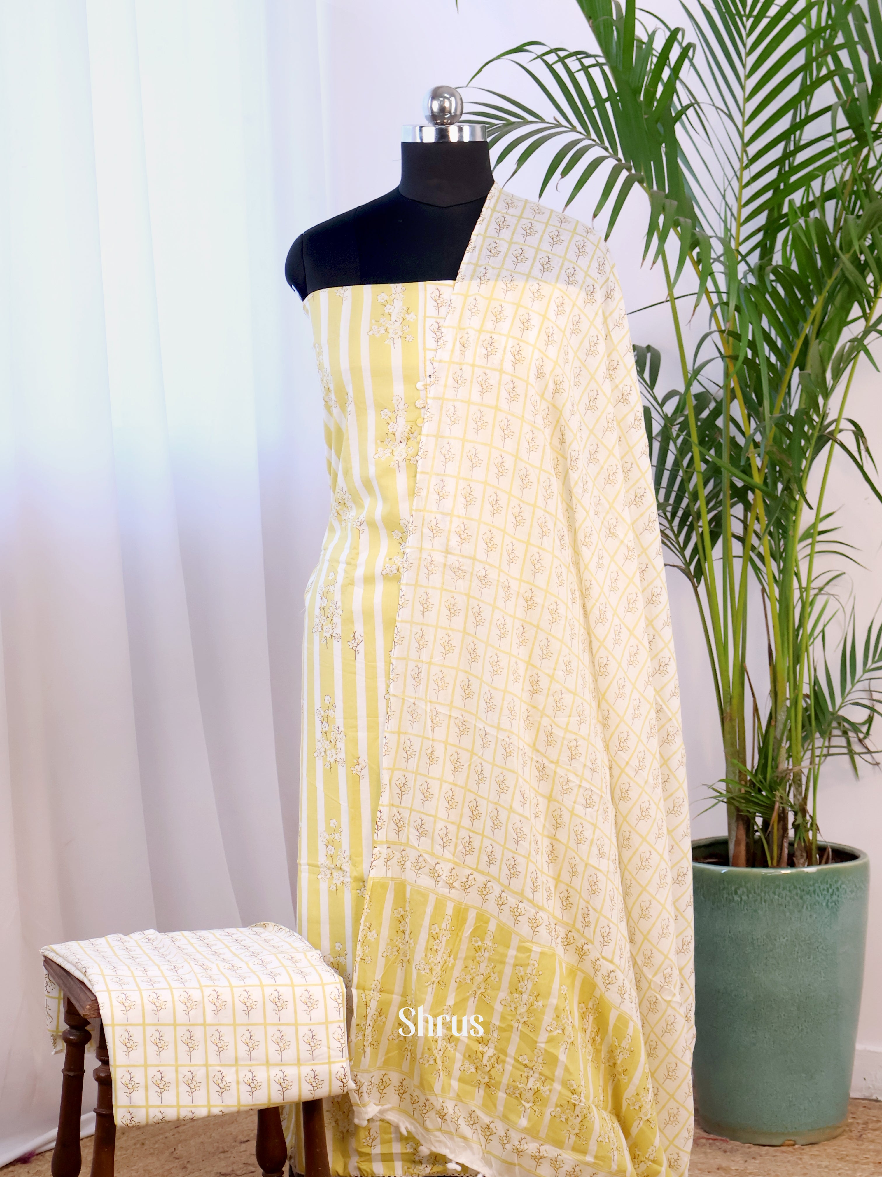 Yellow & Cream- Cotton salwar - Shop on Shrus.com