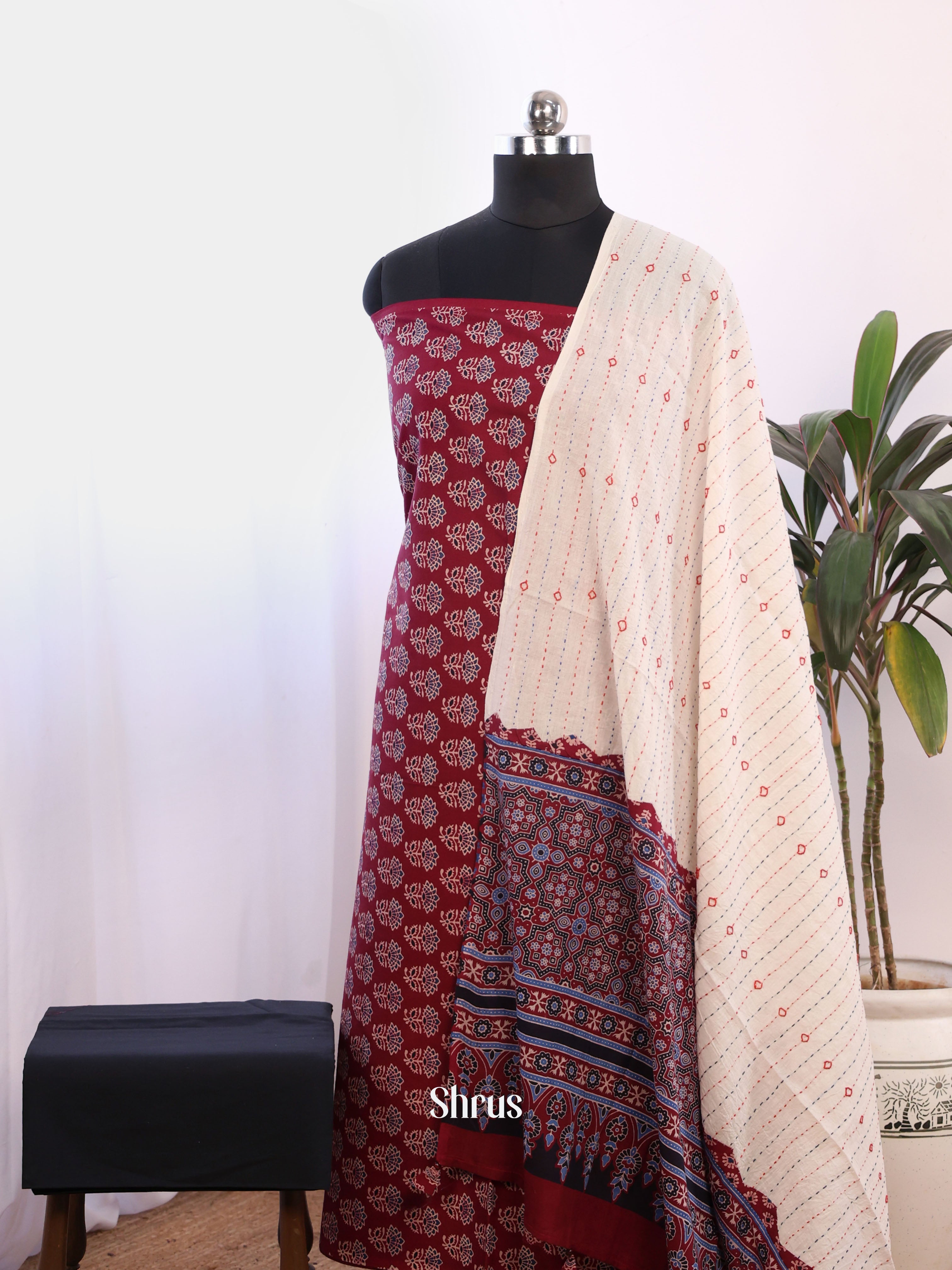 Maroon & Black - Ajrakh Salwar - Shop on Shrus.com