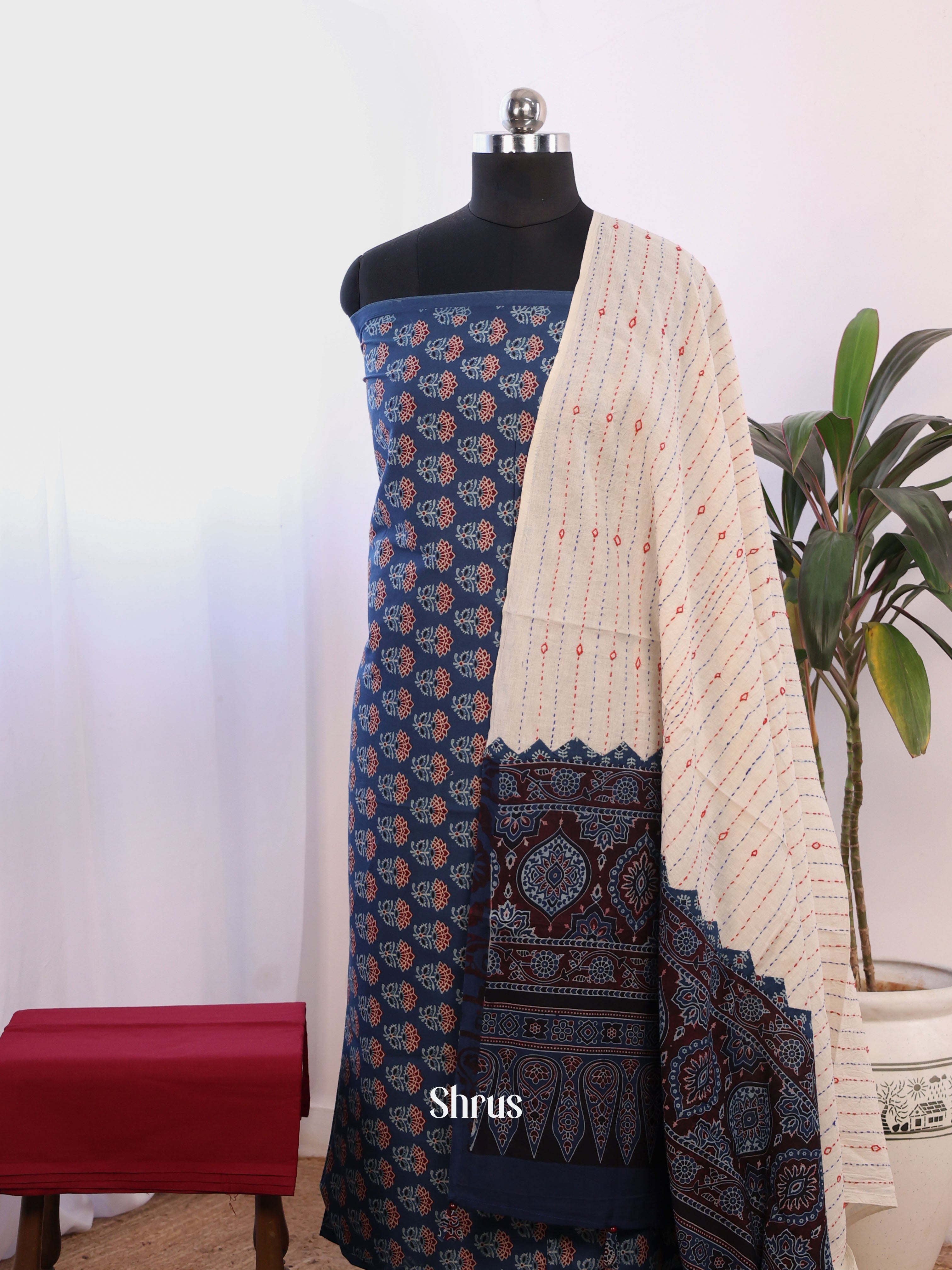 Blue & Maroon - Ajrakh Salwar - Shop on Shrus.com