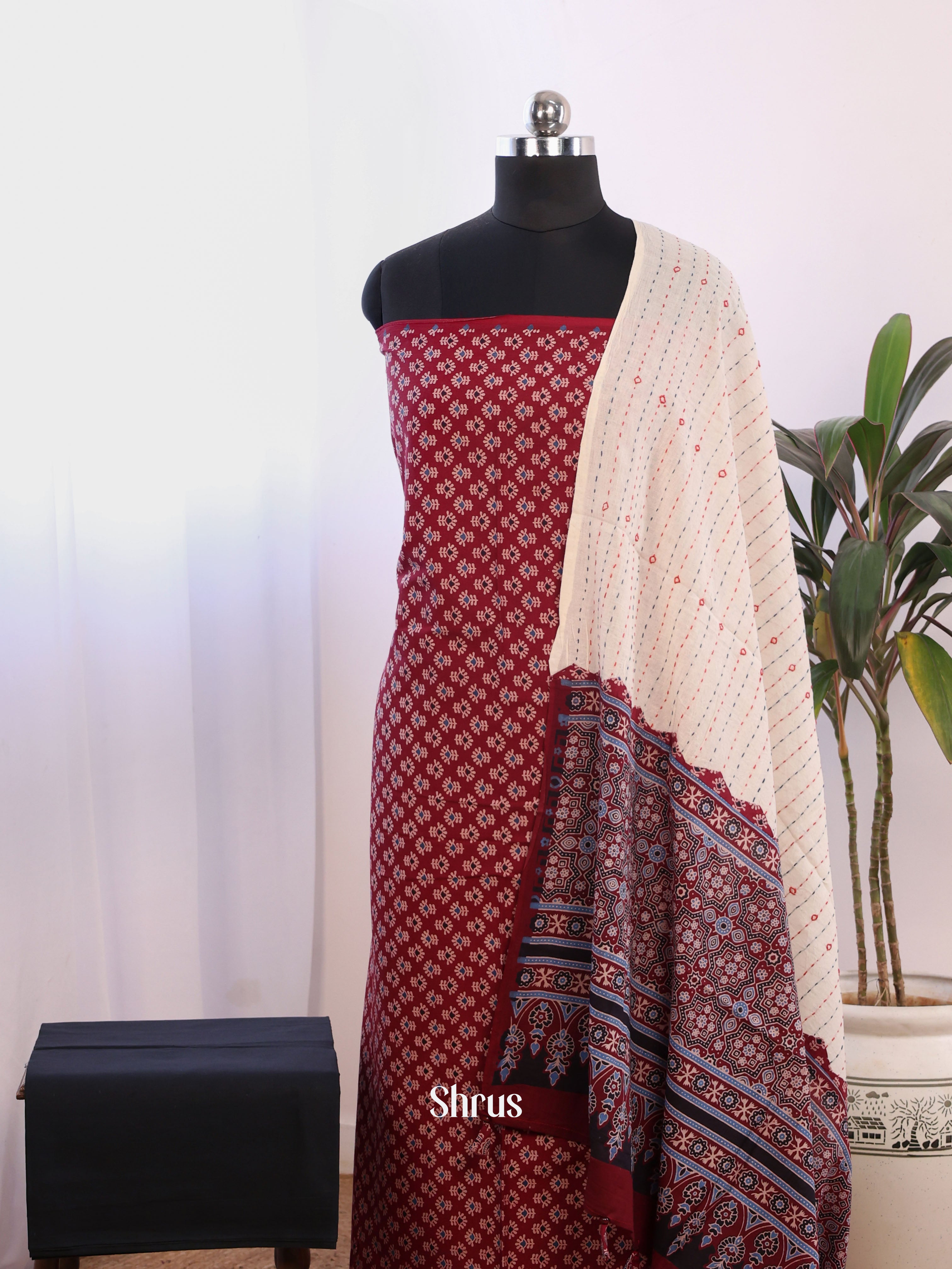 Maroon & Black - Ajrakh Salwar - Shop on Shrus.com