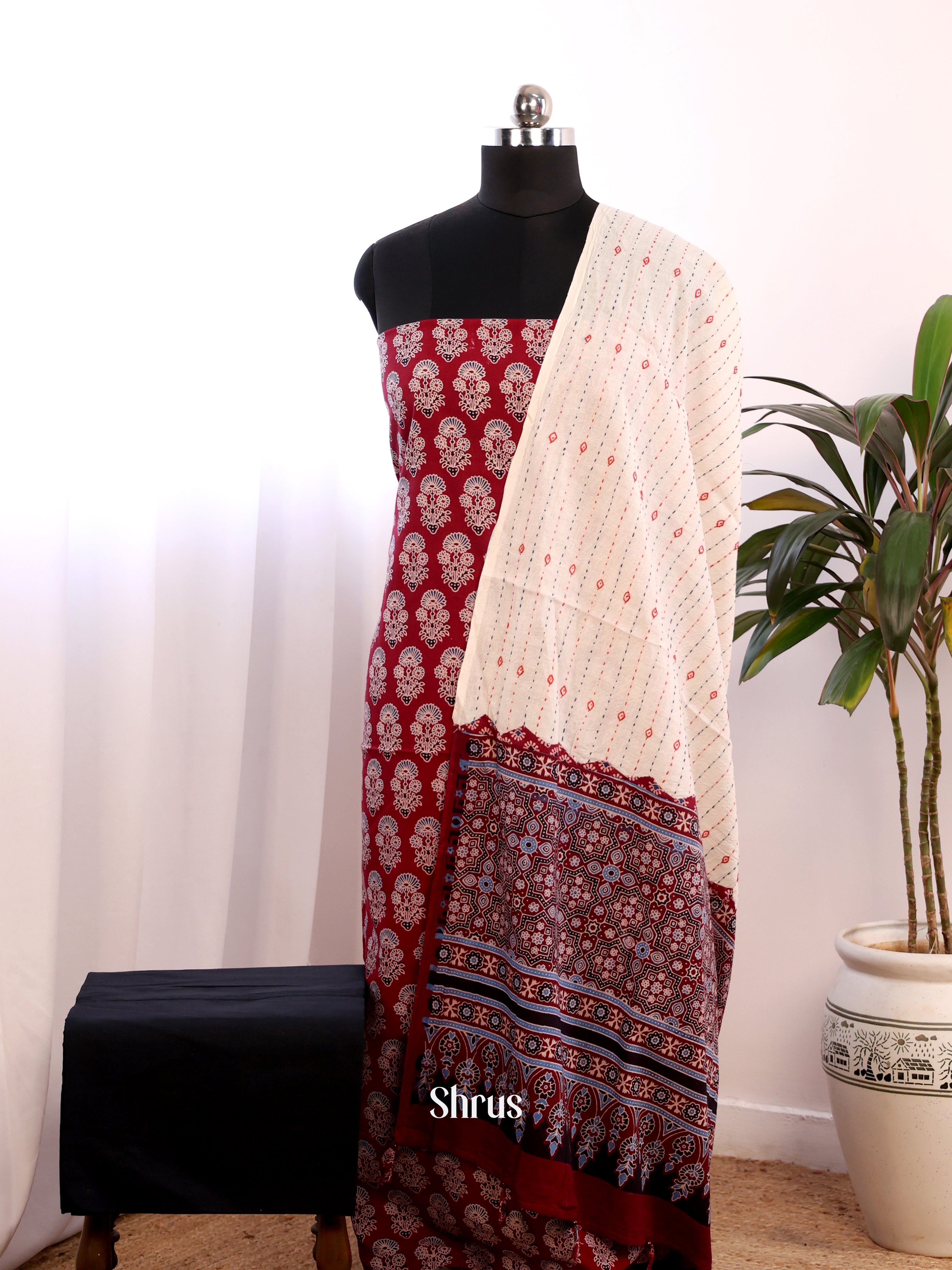 Maroon & Black - Ajrakh Salwar - Shop on Shrus.com