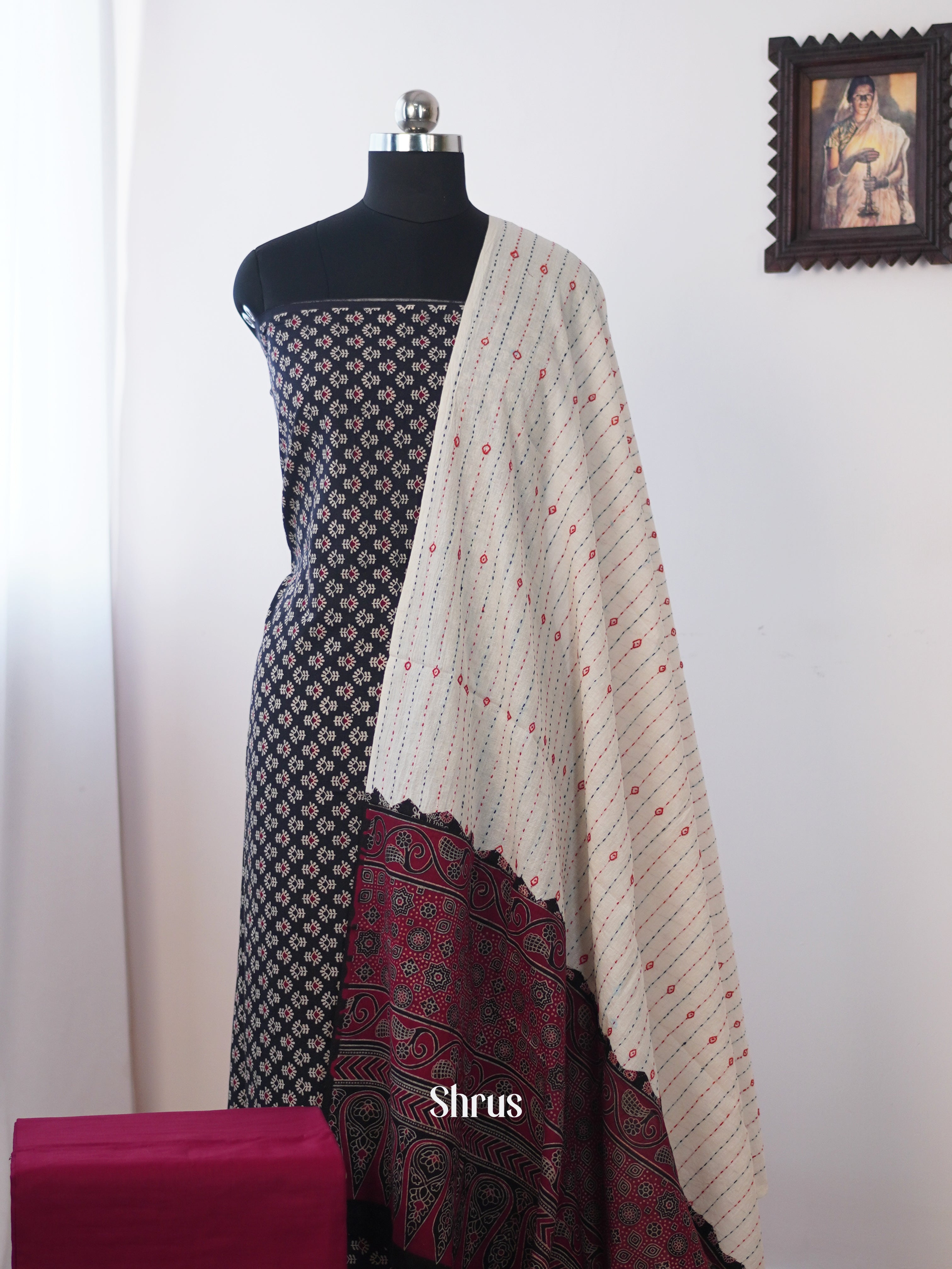 Black & Maroon - Ajrakh Salwar - Shop on Shrus.com