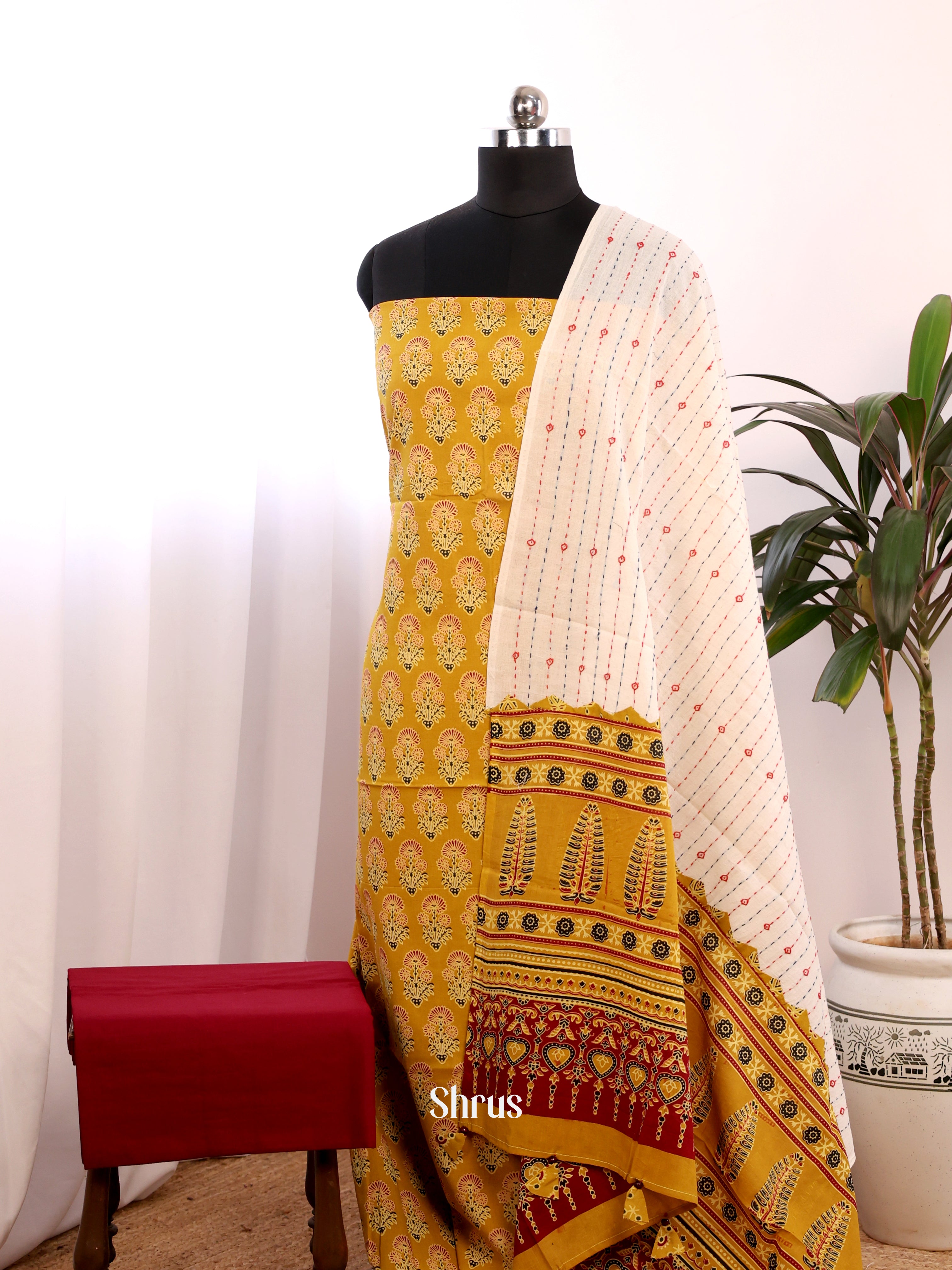 Yellow & Red - Ajrakh Salwar - Shop on Shrus.com