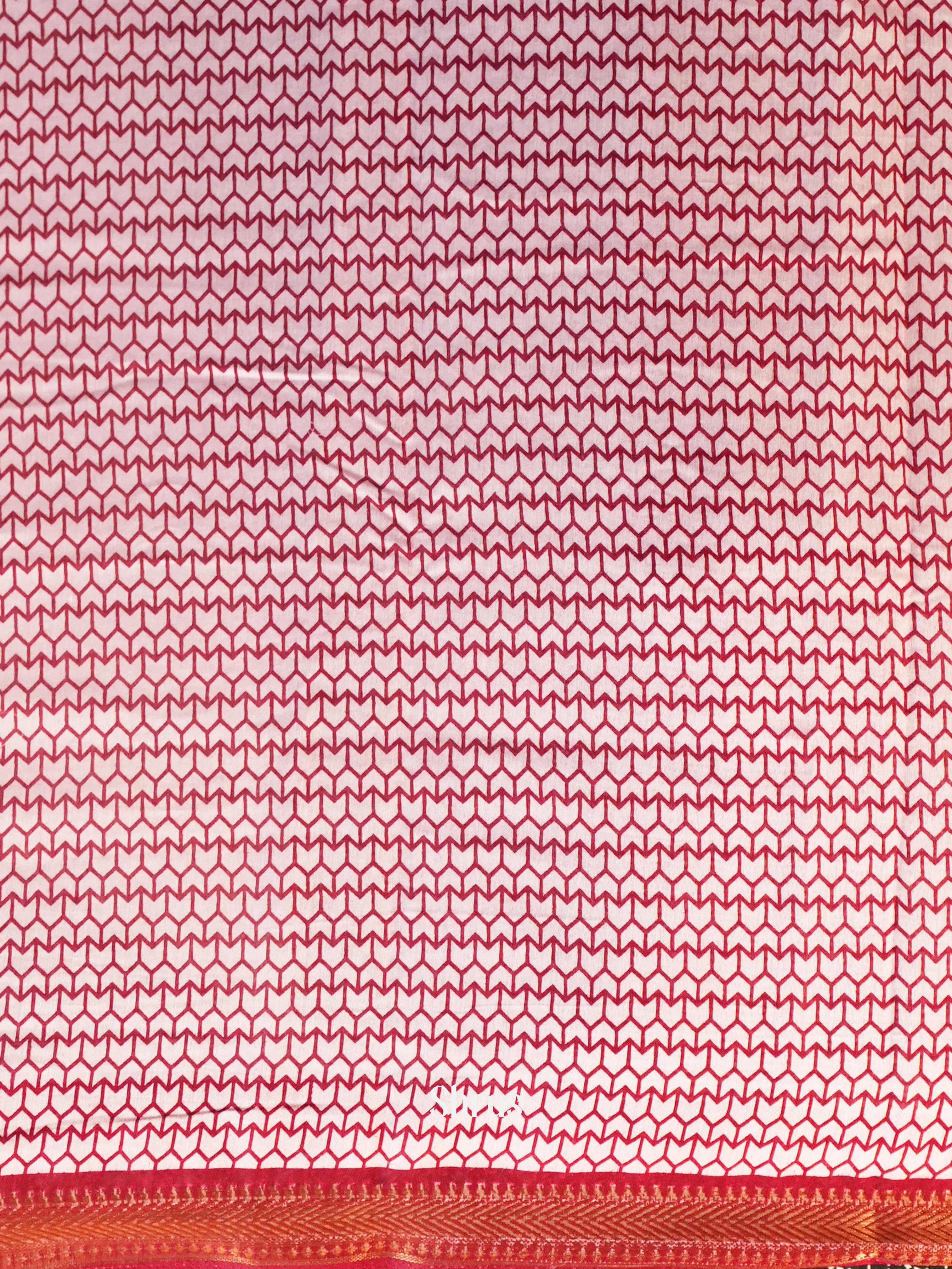 Cream & Red - Art Modal Saree - Shop on Shrus.com