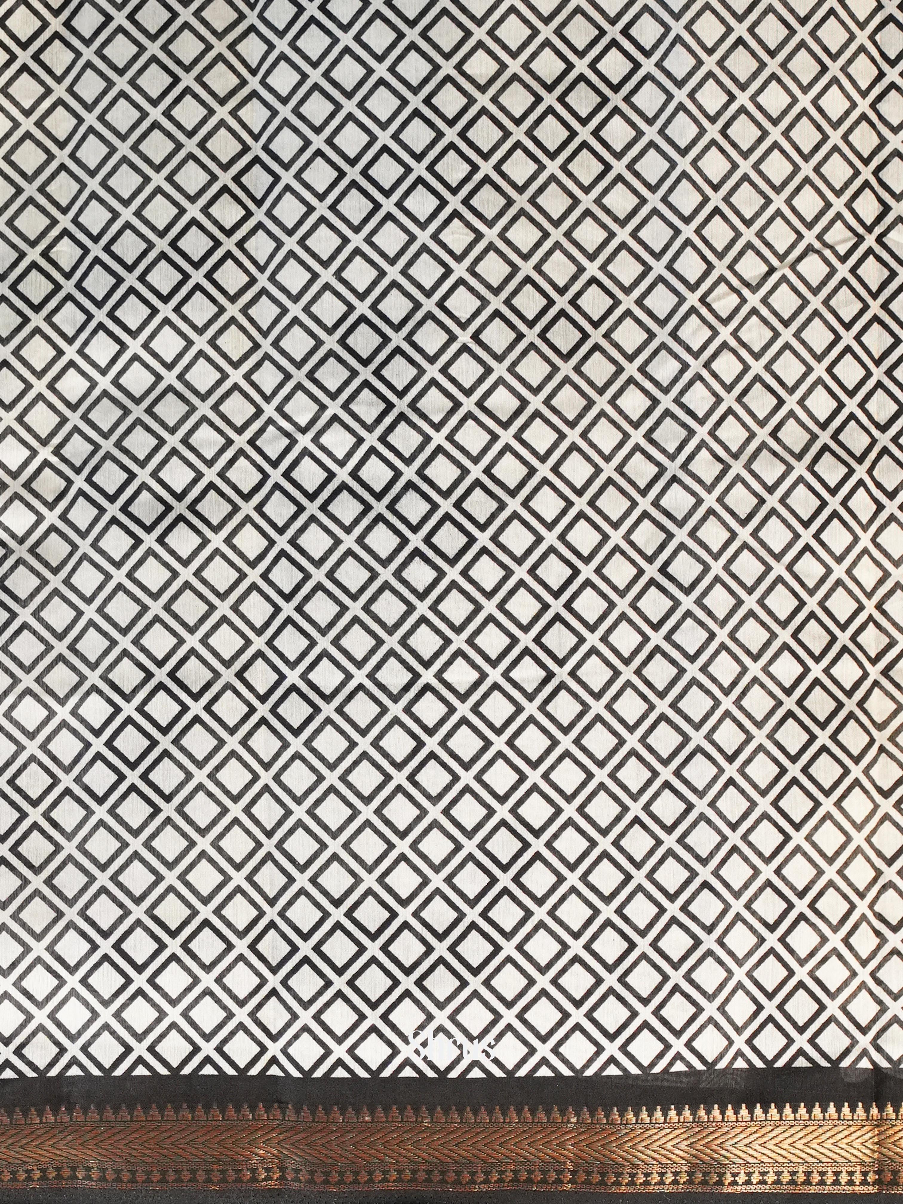 Cream & Black- Art Modal Saree - Shop on Shrus.com