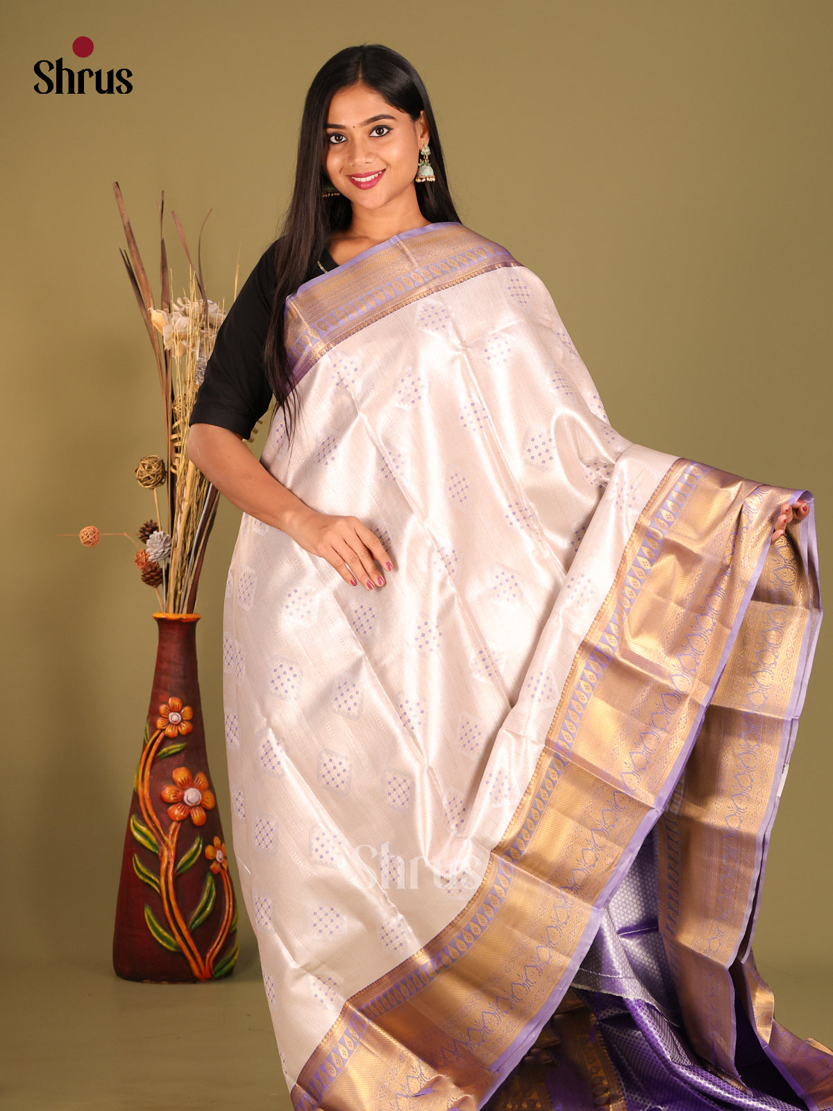 CIS18128 - Kanchipuram-halfpure Saree - Shop on Shrus.com