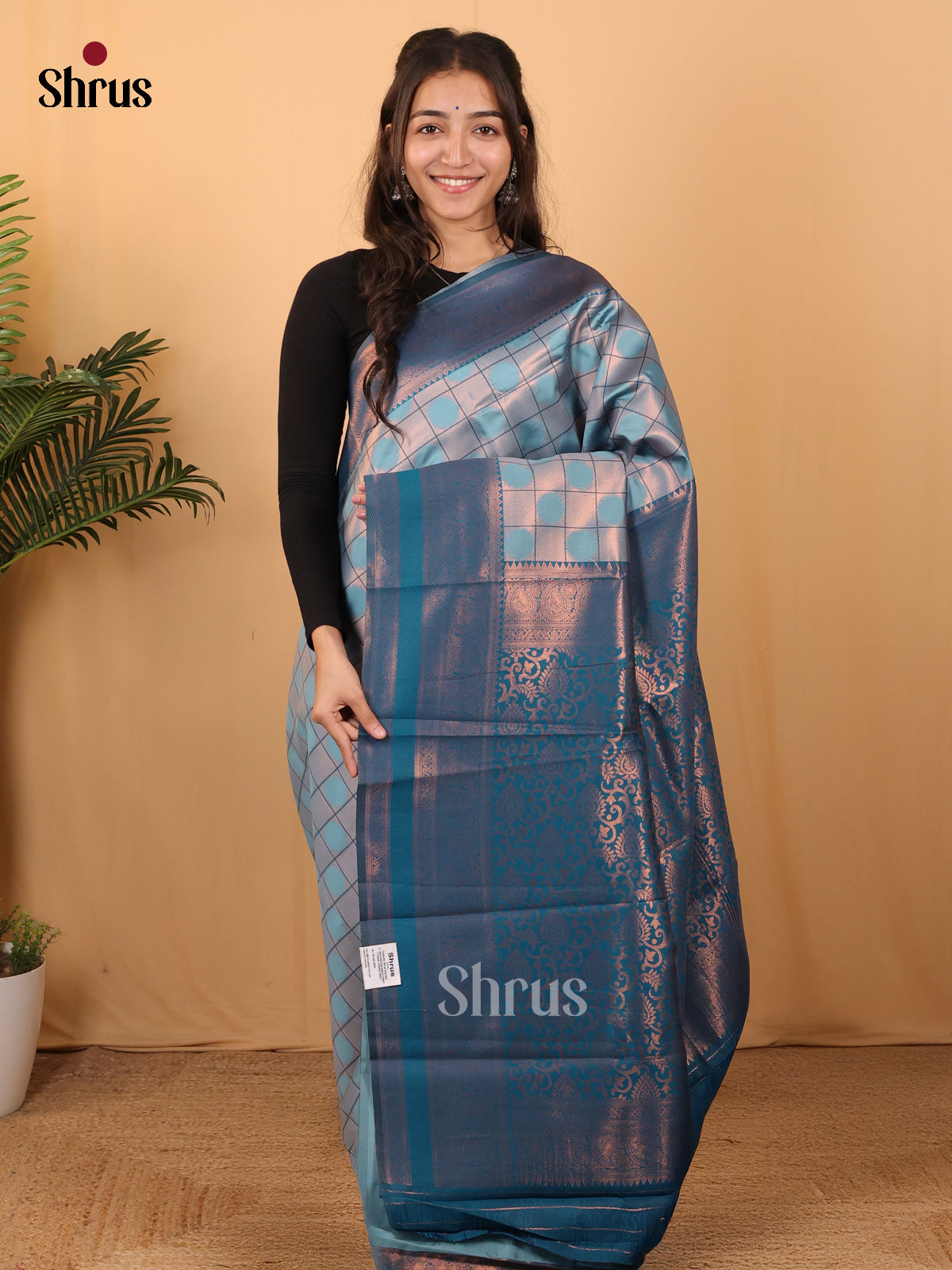 Blue - Semi Arani Silk Saree - Shop on Shrus.com