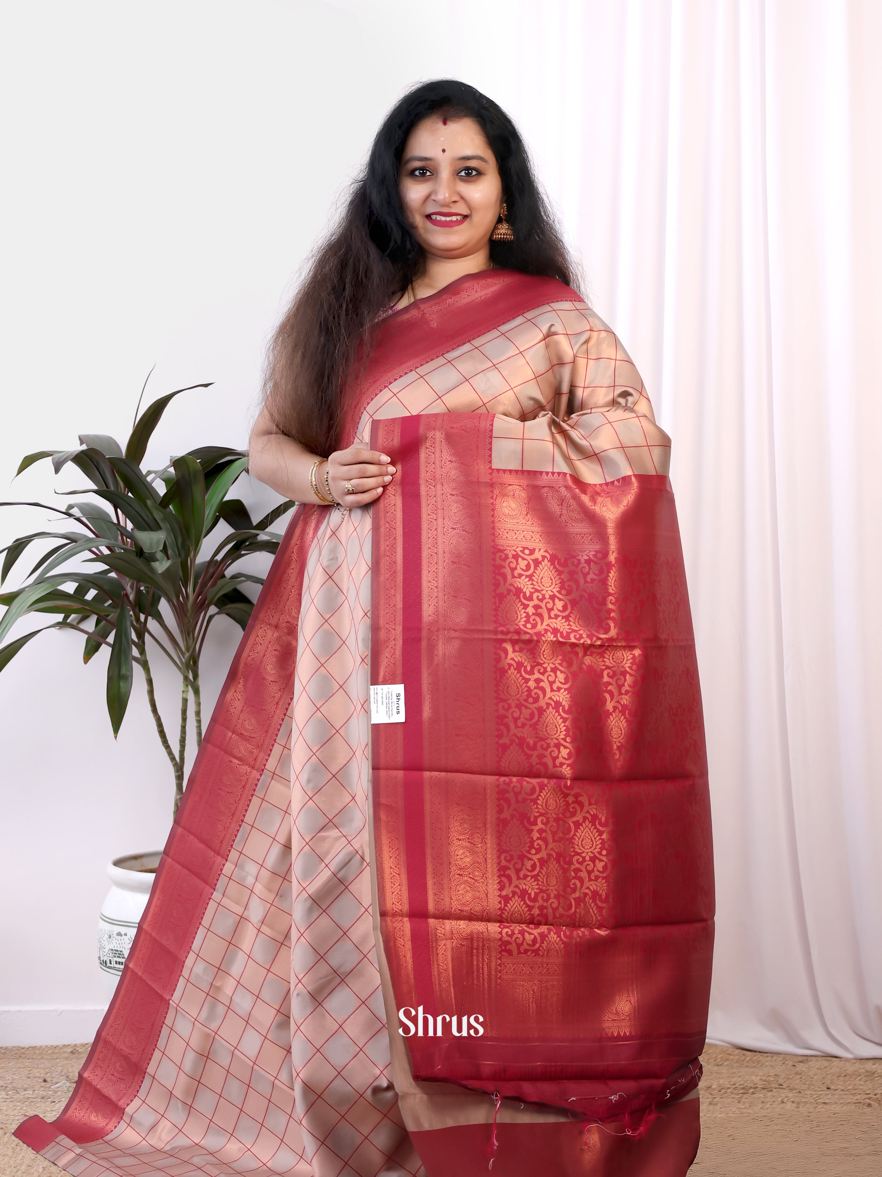 Onion Pink & Maroon- Semi Arani Silk Saree - Shop on Shrus.com