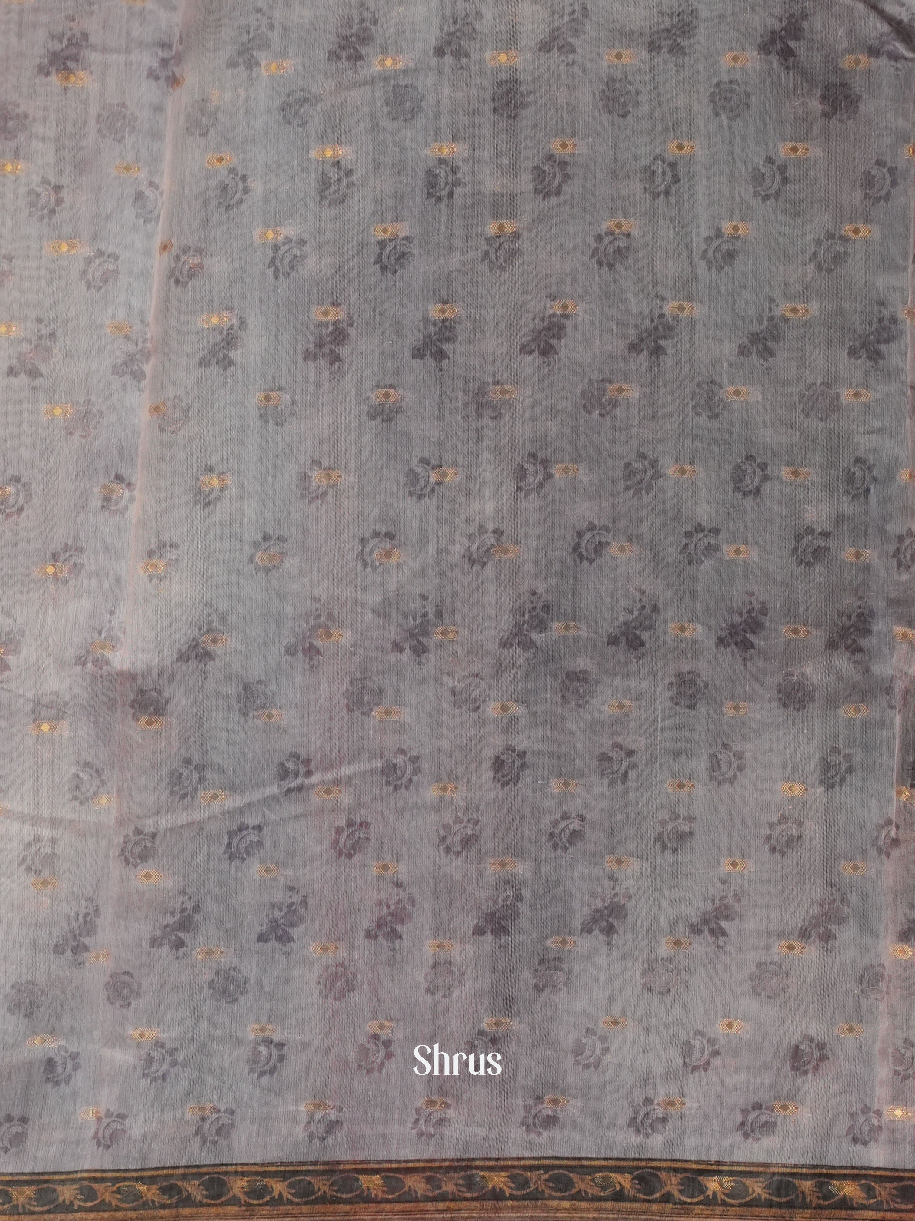 Grey - Semi Chanderi Saree - Shop on Shrus.com