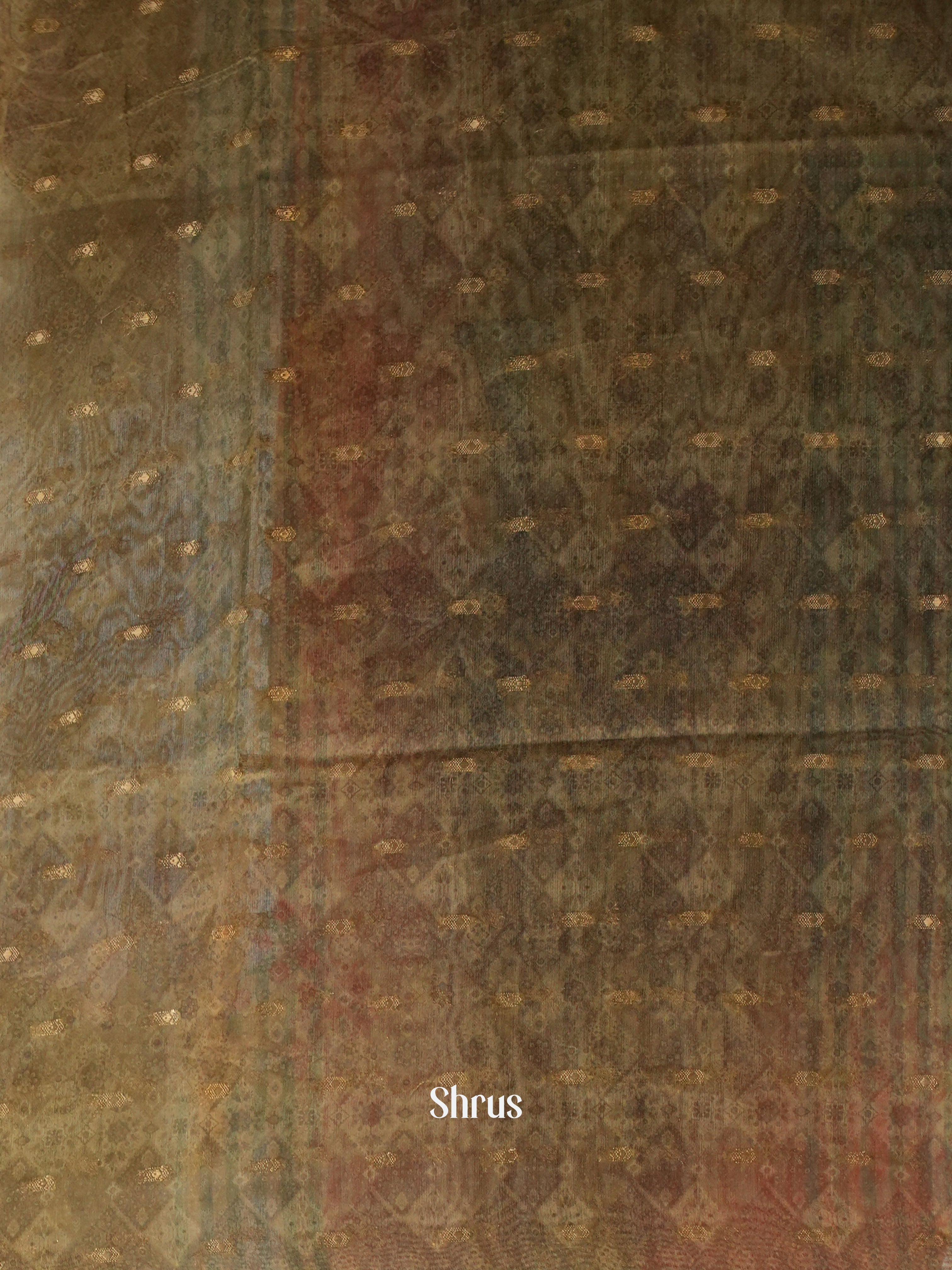 Shades of Green - Semi Chanderi Saree - Shop on Shrus.com