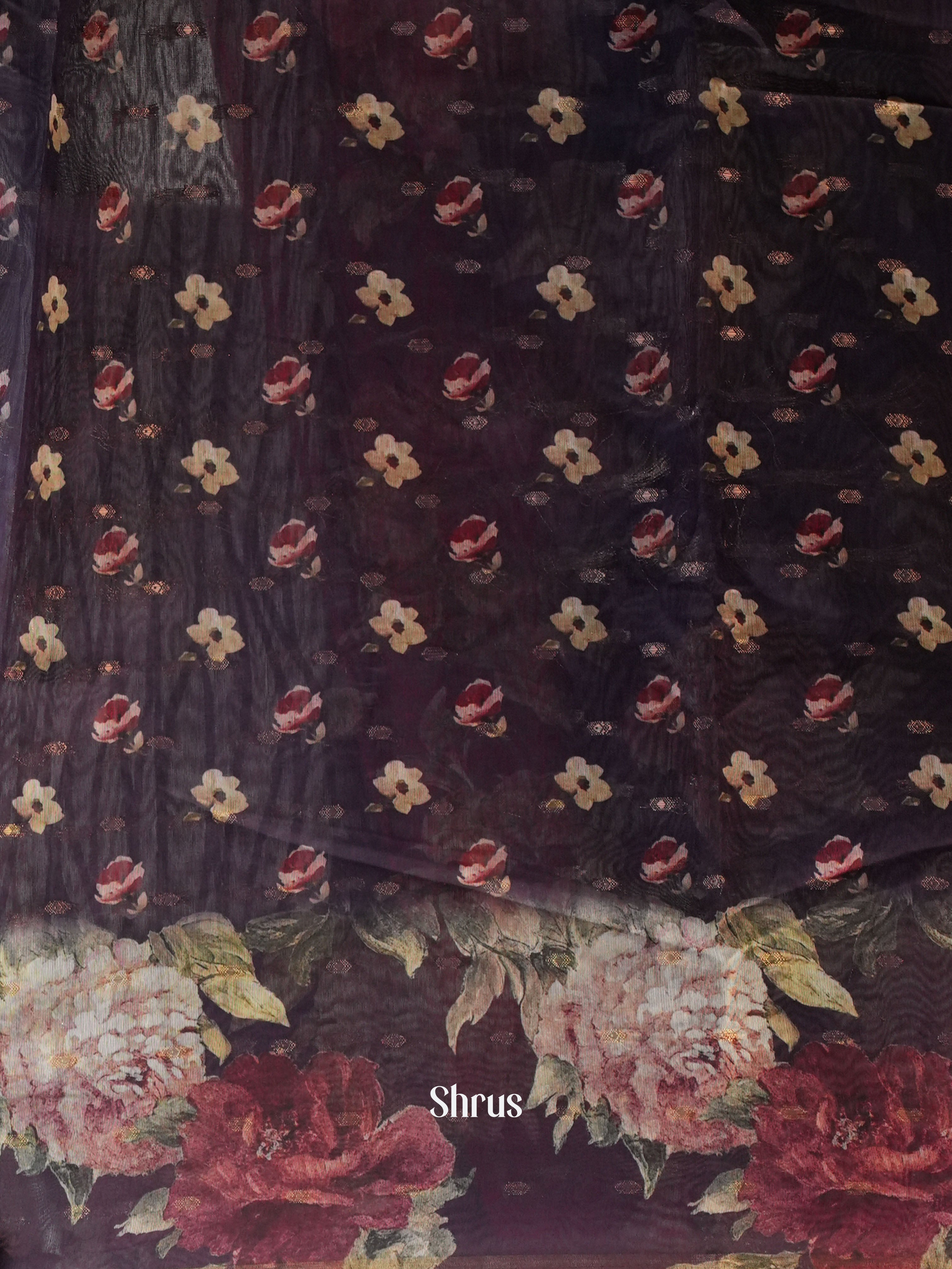 Mild Lavender & Purple - Semi Chanderi Saree - Shop on Shrus.com