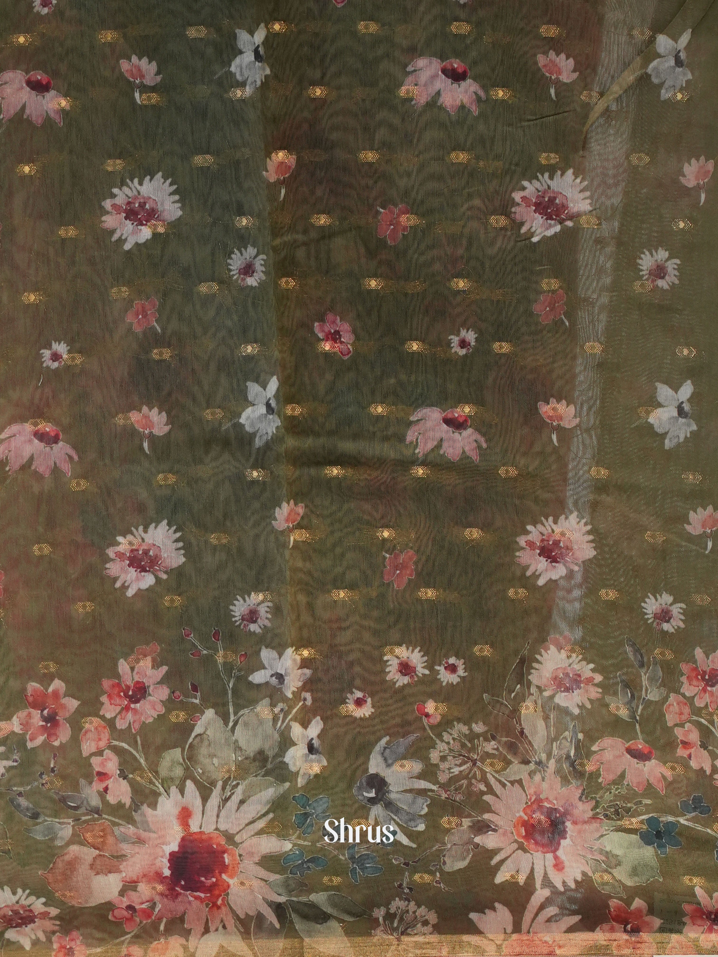 Pastel Green - Semi Chanderi Saree - Shop on Shrus.com