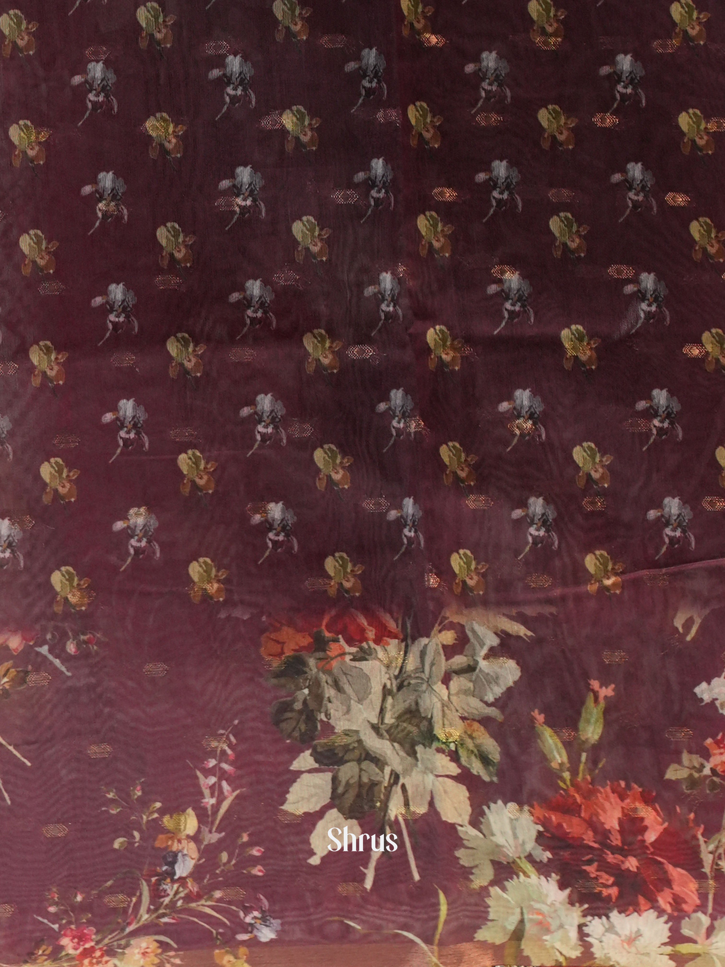 Purple - Semi Chanderi Saree - Shop on Shrus.com