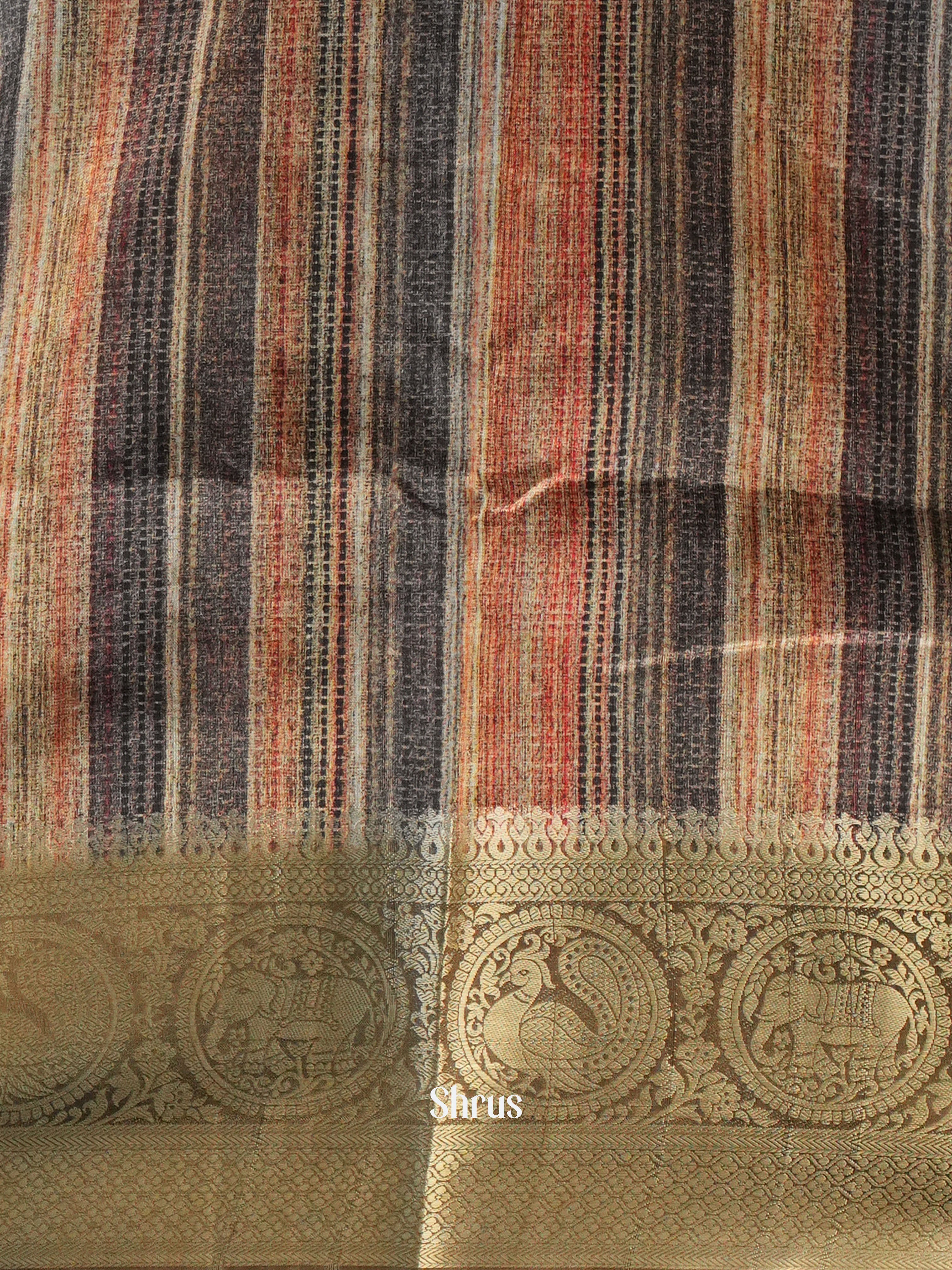 Beige- Semi Chanderi Saree - Shop on Shrus.com