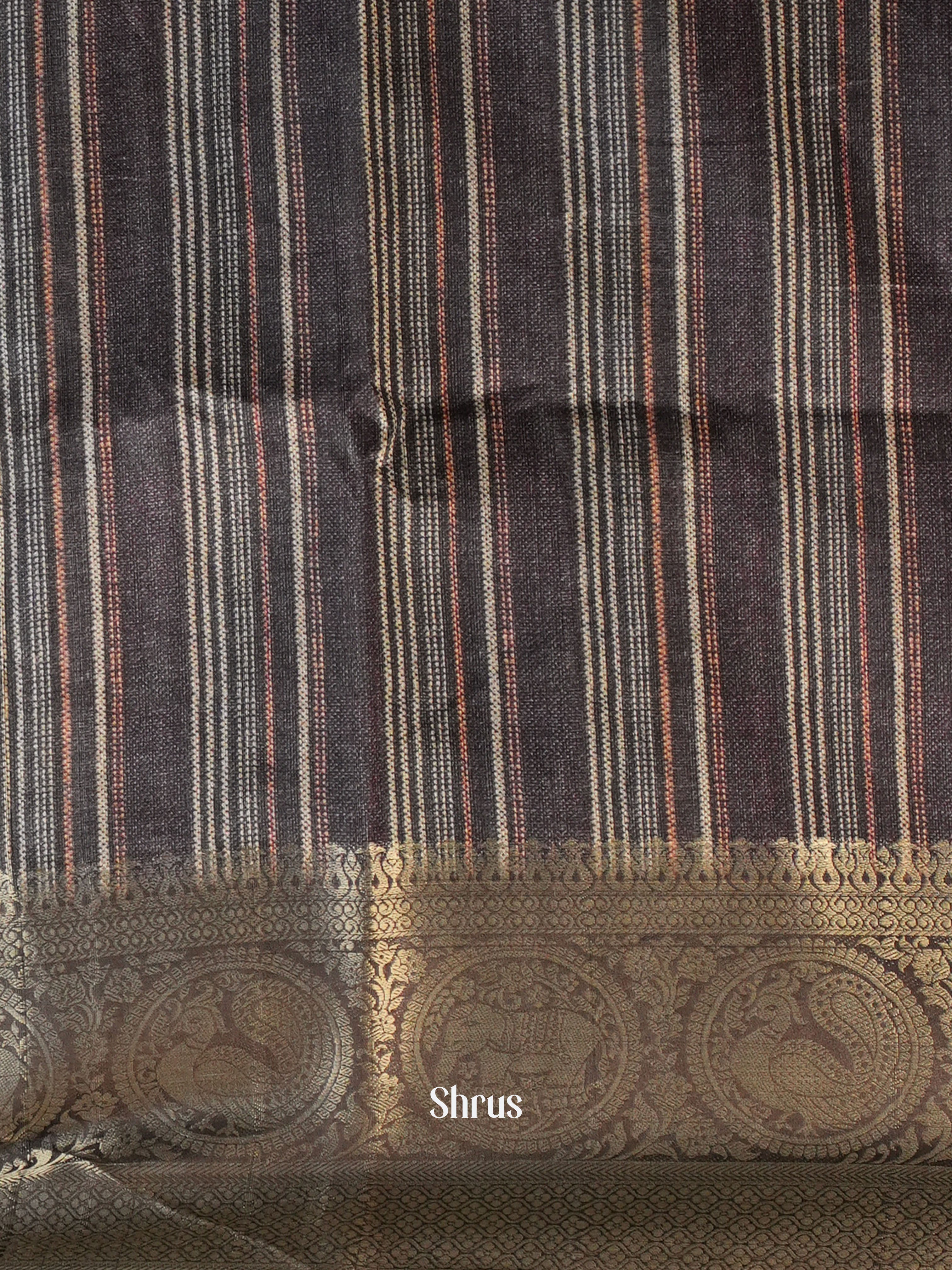 Brown - Semi Chanderi Saree - Shop on Shrus.com