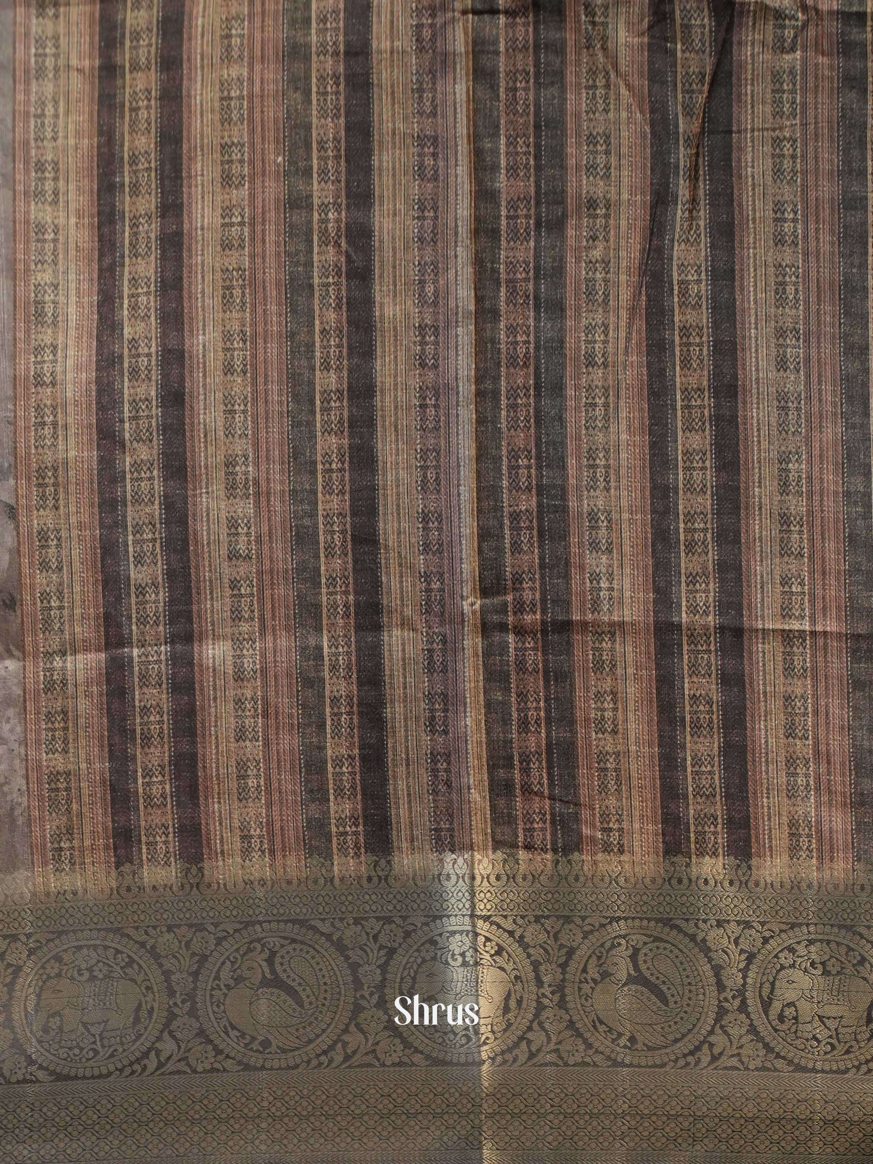 Grey - Semi Chanderi Saree - Shop on Shrus.com