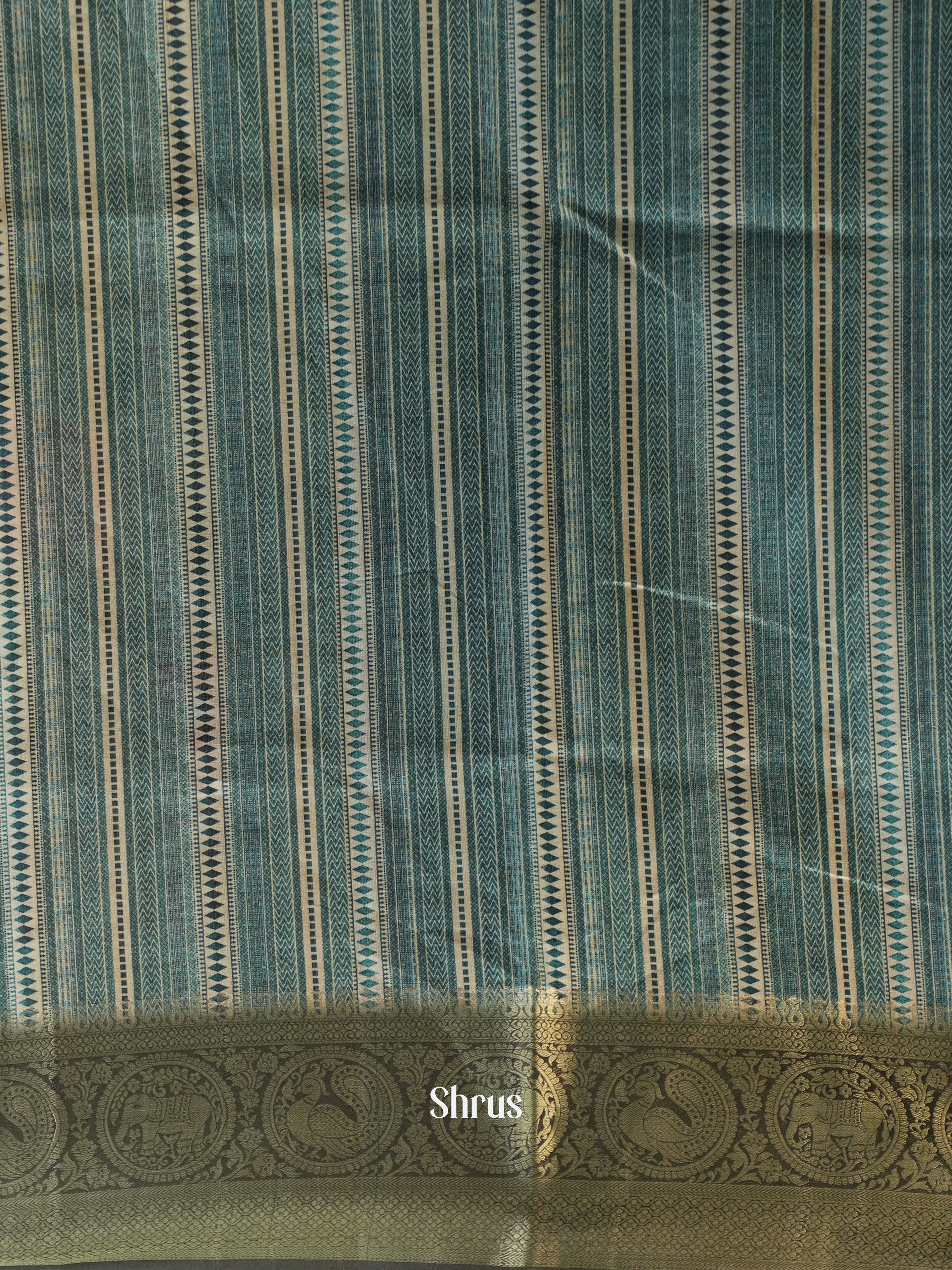 Green - Semi Chanderi Saree - Shop on Shrus.com