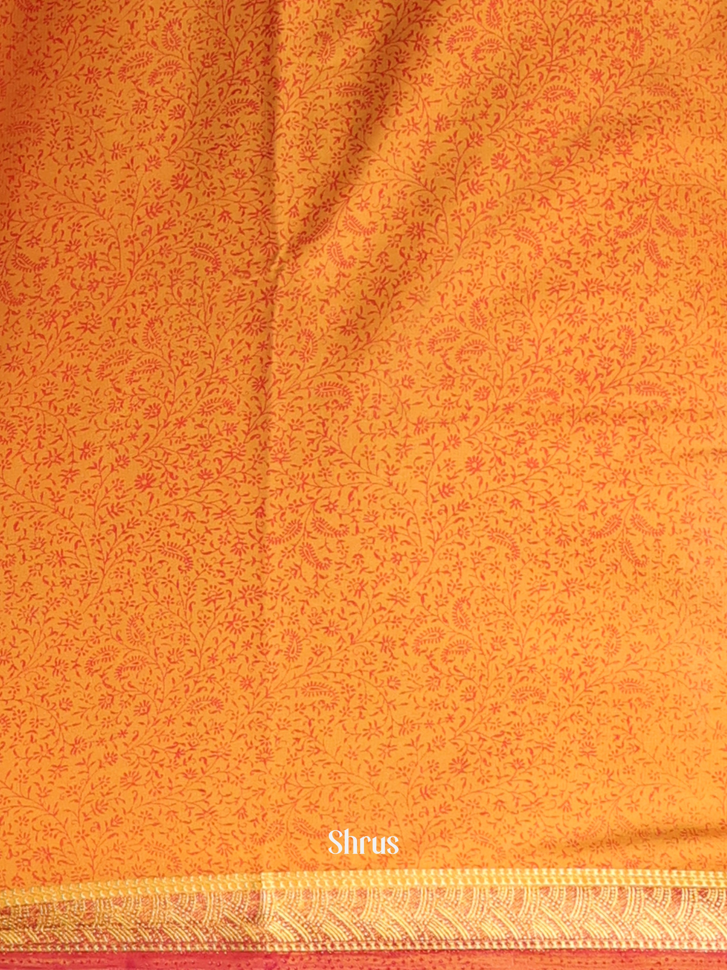 Dark Mustard & Maroon - Semi Mysoresilk Saree - Shop on Shrus.com