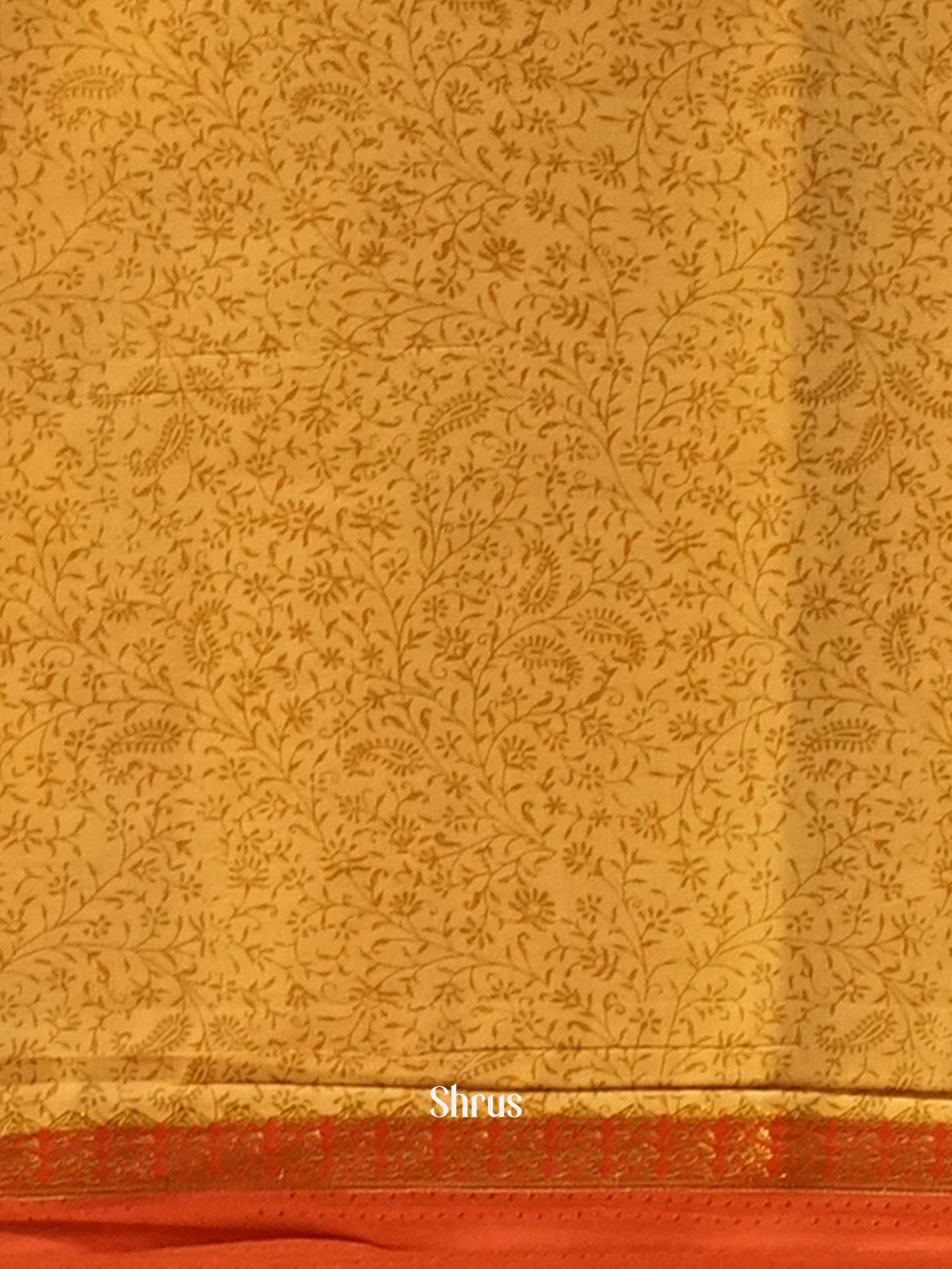 Brown & Yellow - Semi Mysoresilk Saree - Shop on Shrus.com