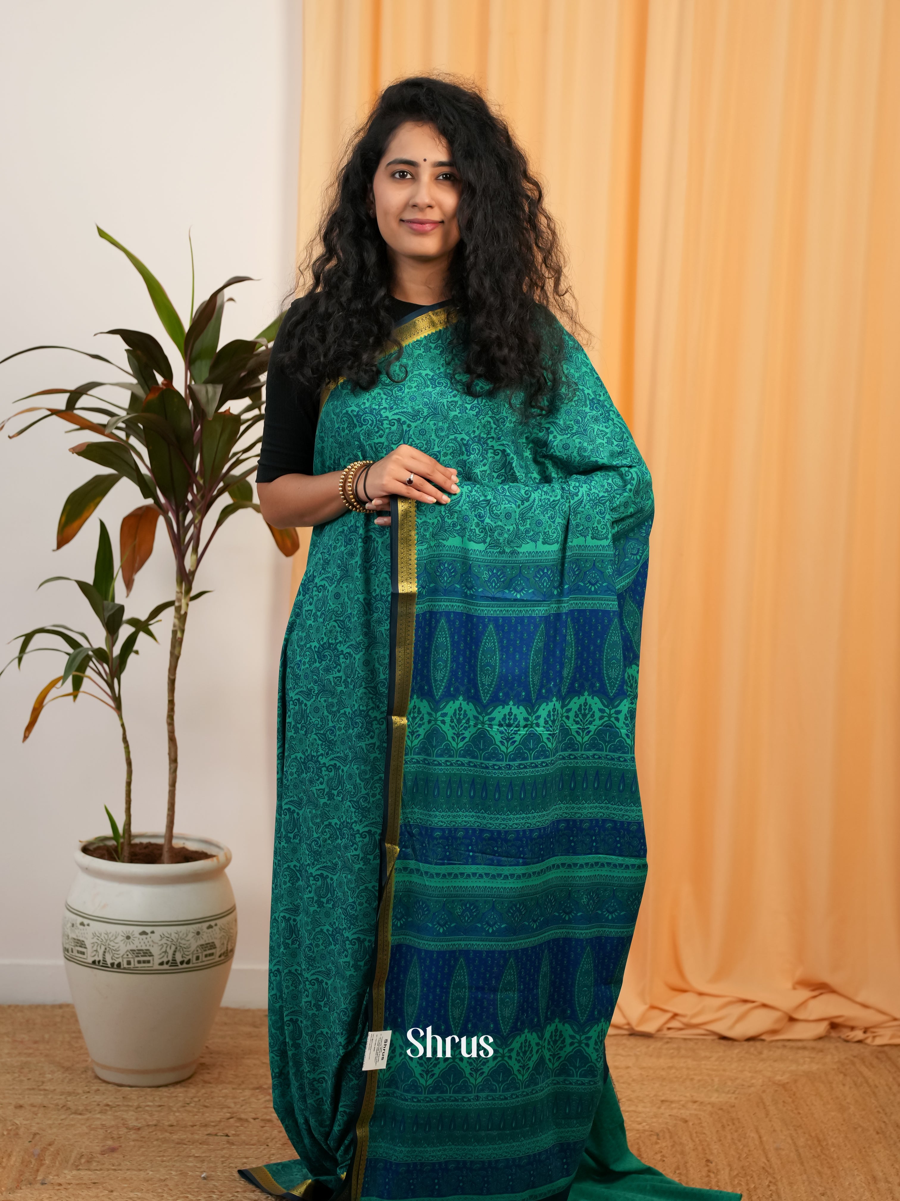 Green - Semi Mysoresilk Saree - Shop on Shrus.com