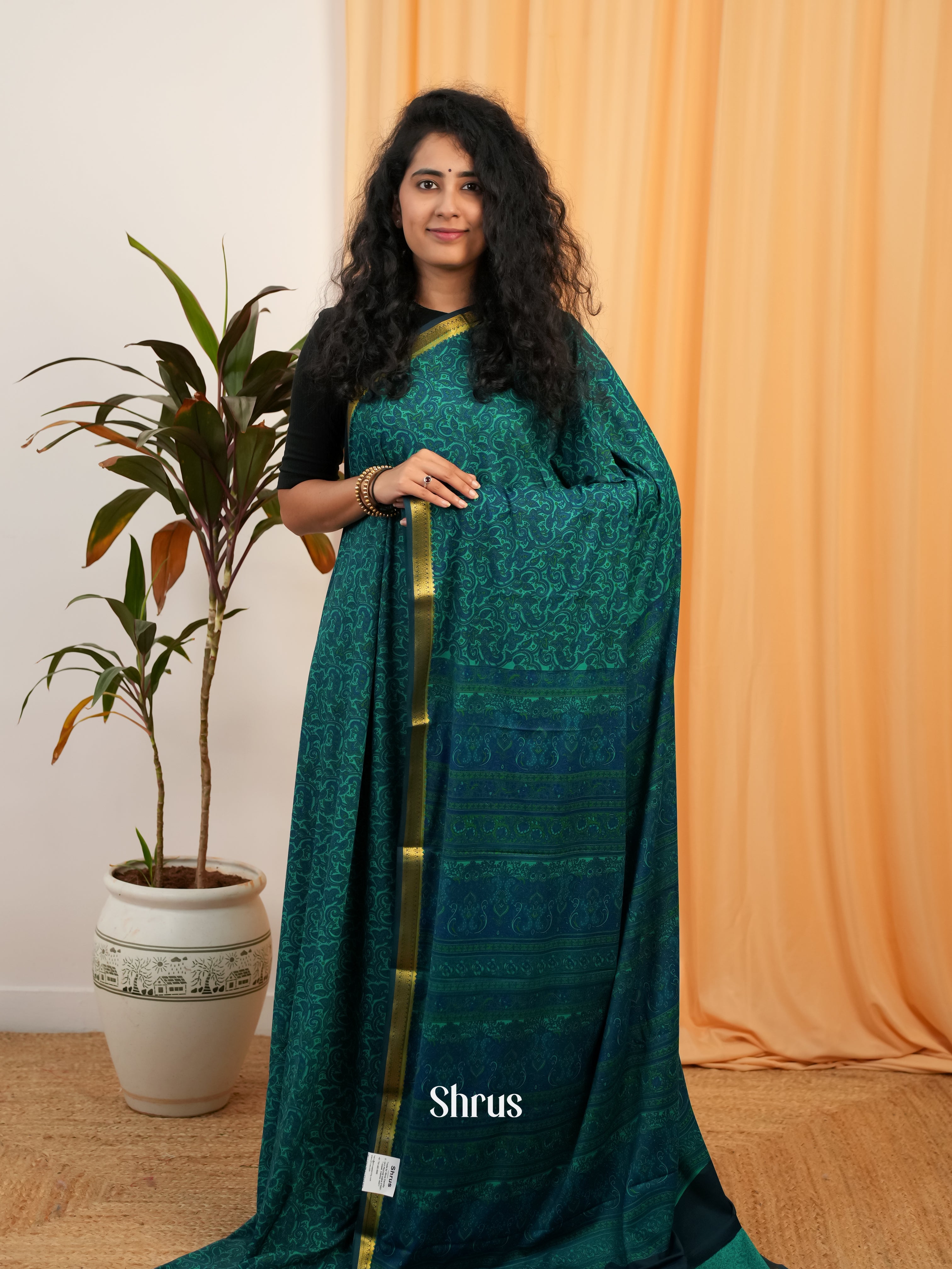 Green - Semi Mysoresilk Saree - Shop on Shrus.com