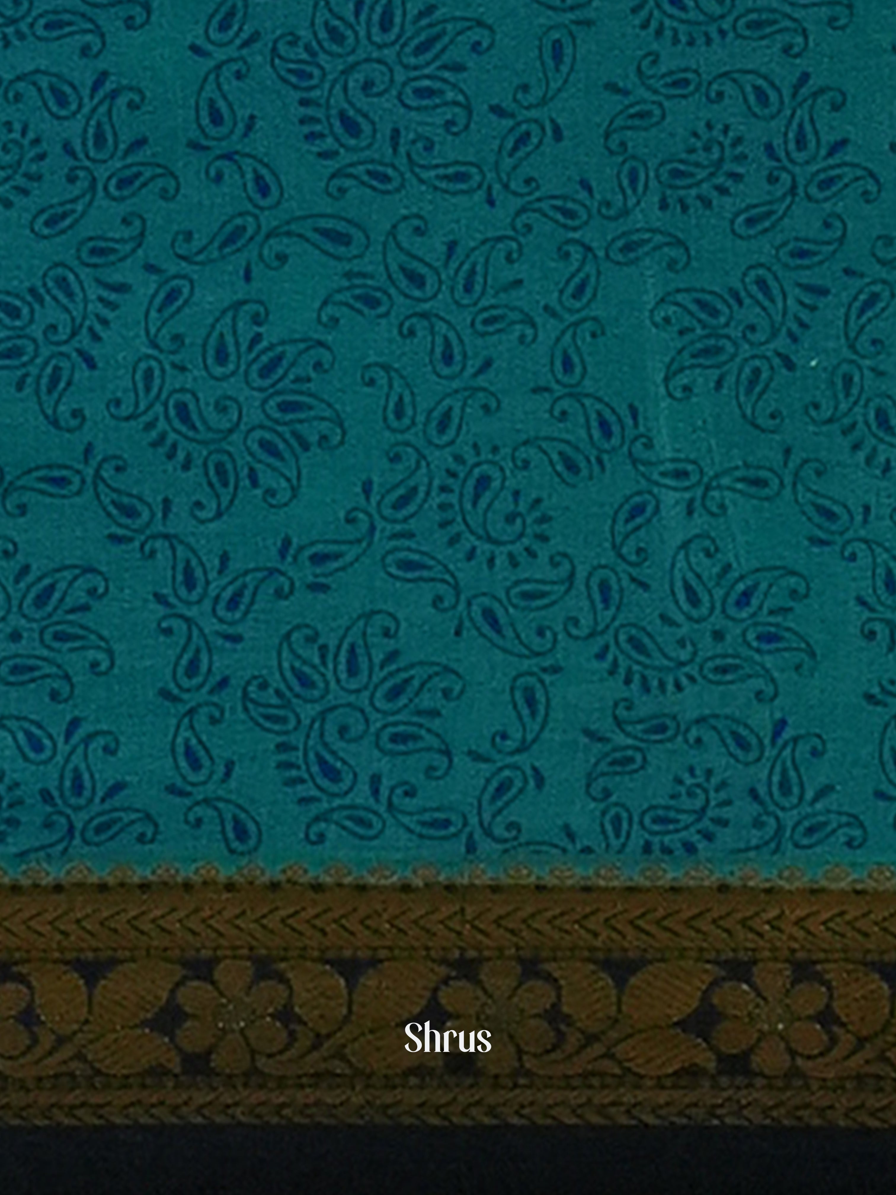 Blue & Black - Semi Mysoresilk Saree - Shop on Shrus.com