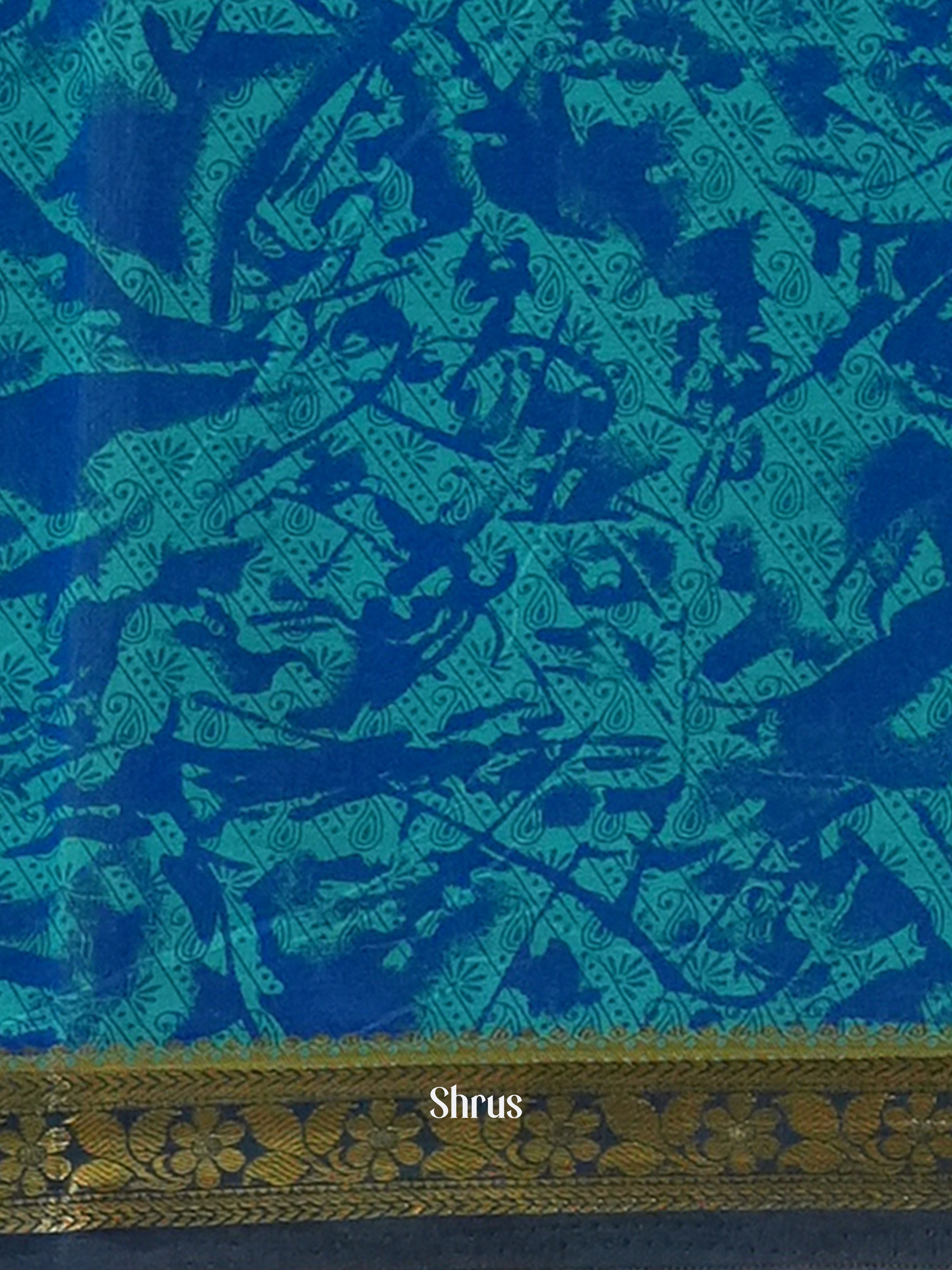 Blue - Semi Mysoresilk Saree - Shop on Shrus.com