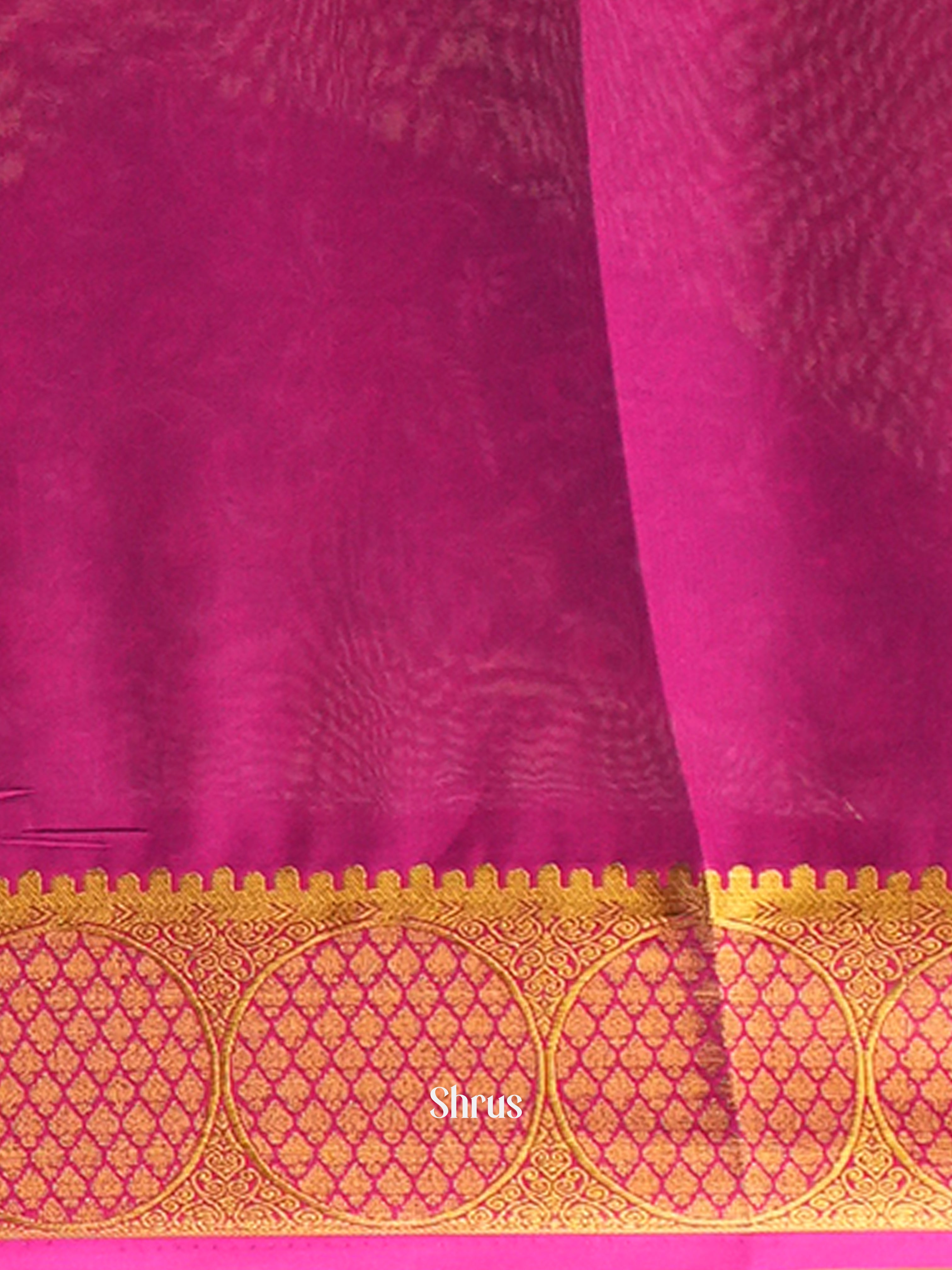 Green & Pink- Semi Mysoresilk Saree - Shop on Shrus.com