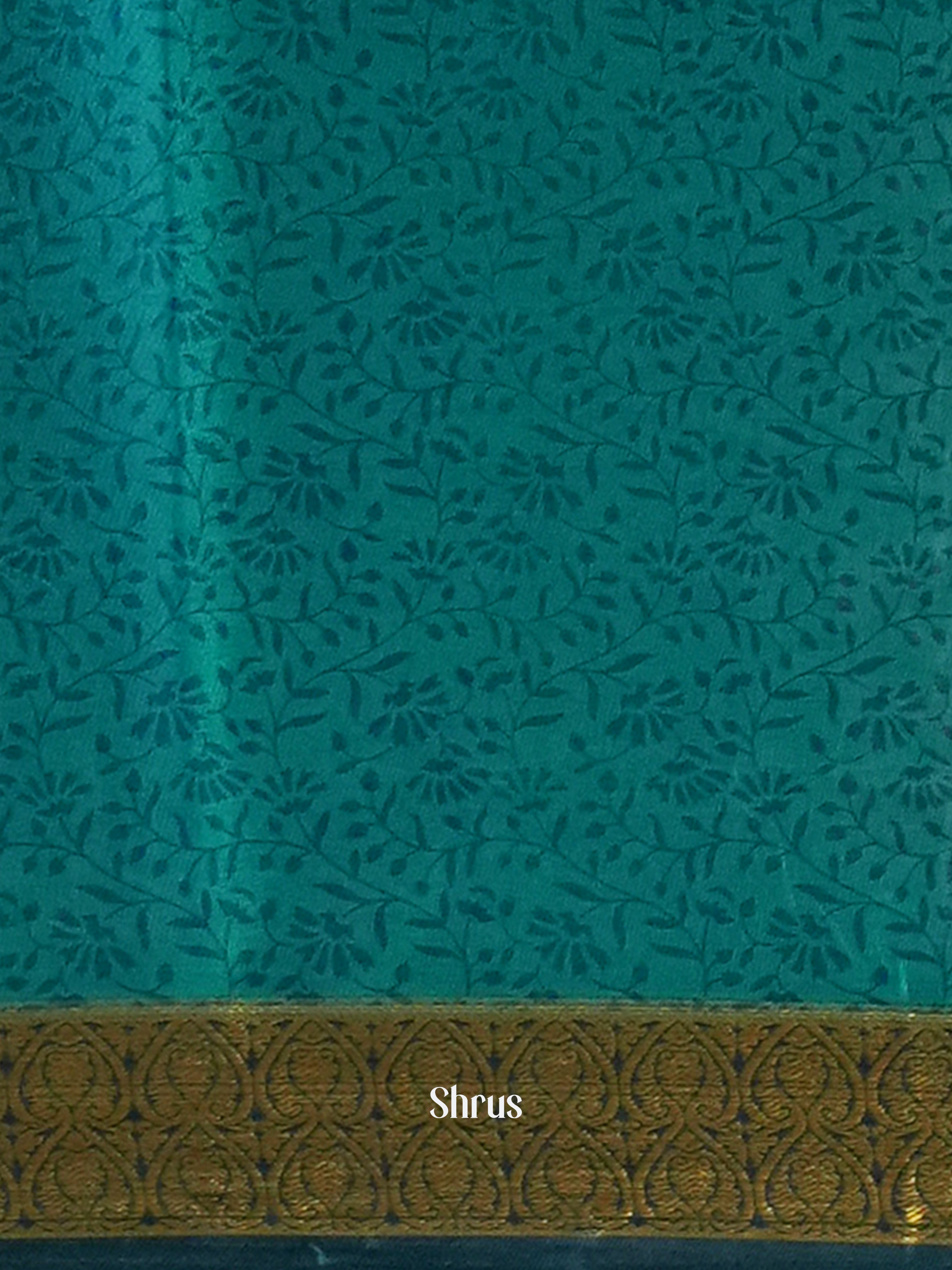 Teal - Semi Mysoresilk Saree - Shop on Shrus.com