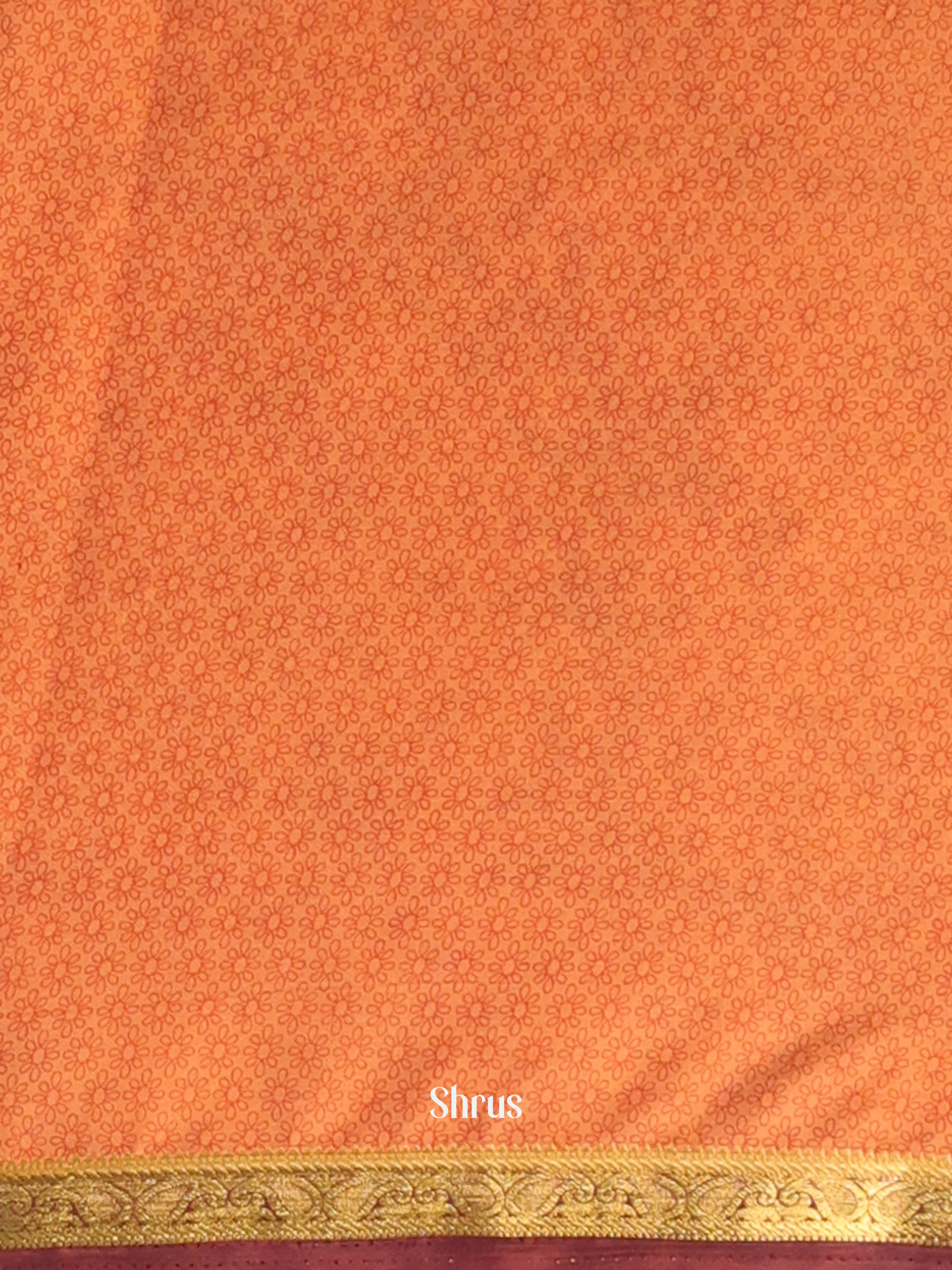 Orange & Brown - Semi Mysoresilk Saree - Shop on Shrus.com