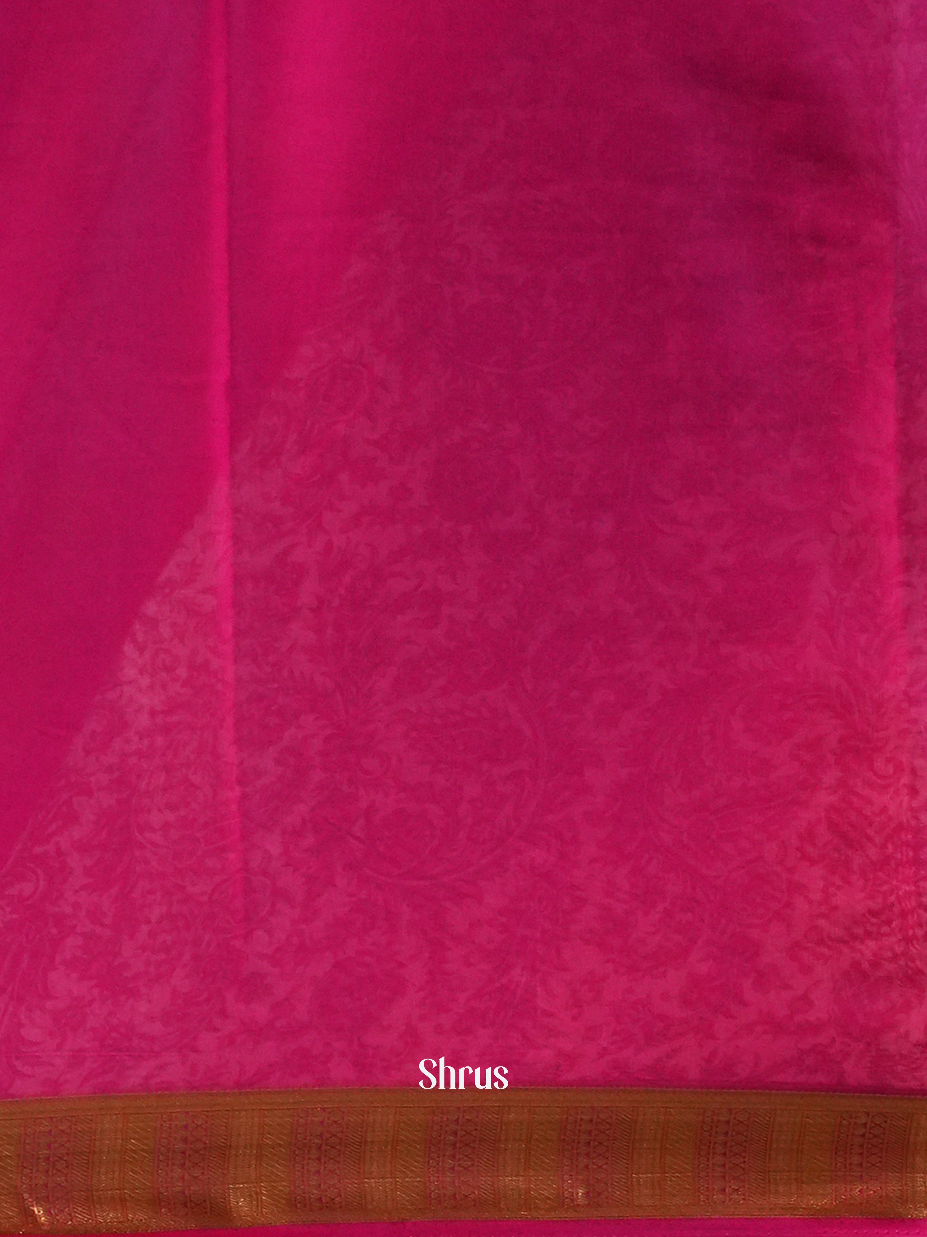 Cream & Pink - Semi Mysoresilk Saree - Shop on Shrus.com