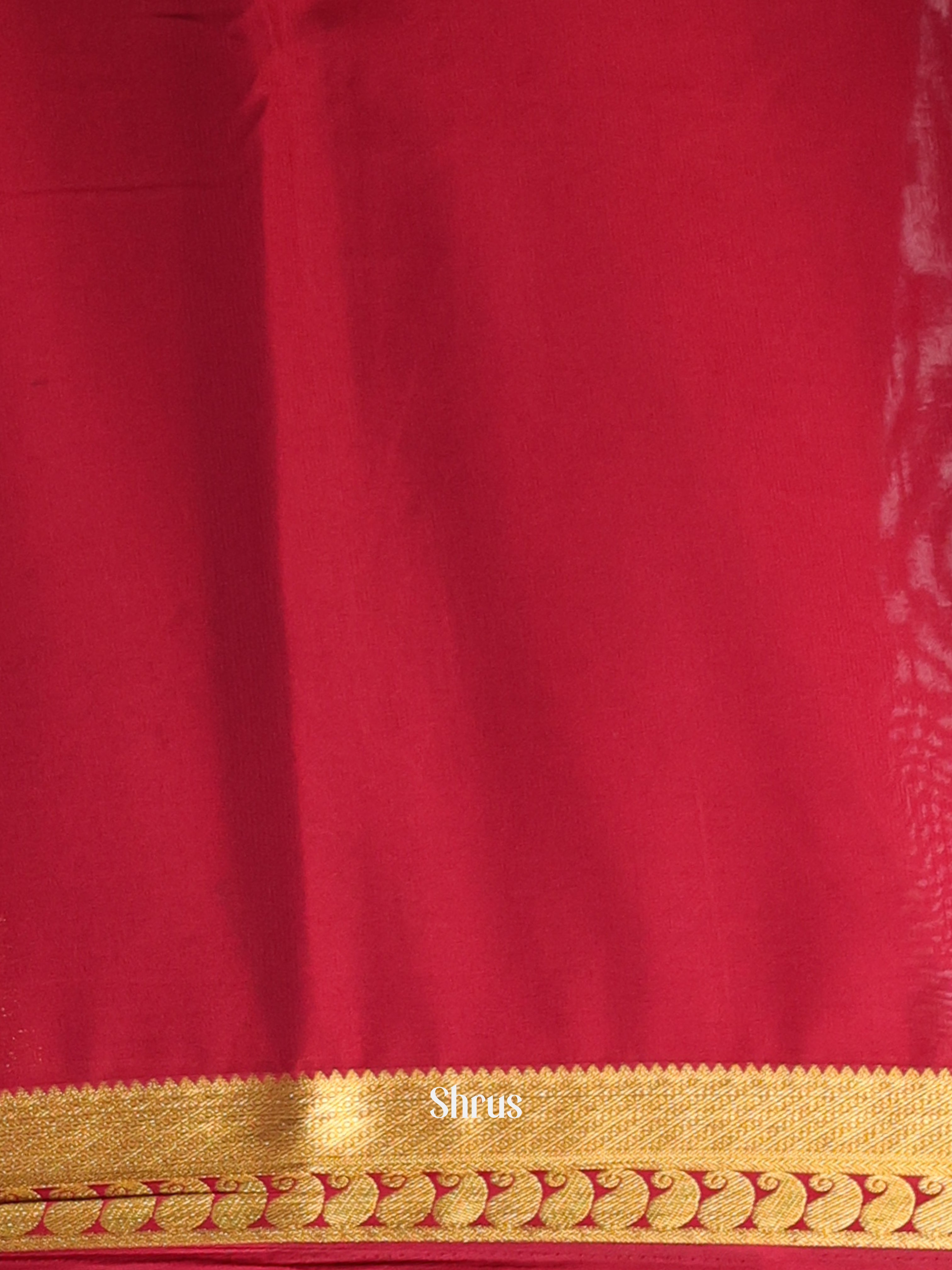 Dark Green & Maroon- Semi Mysoresilk Saree - Shop on Shrus.com